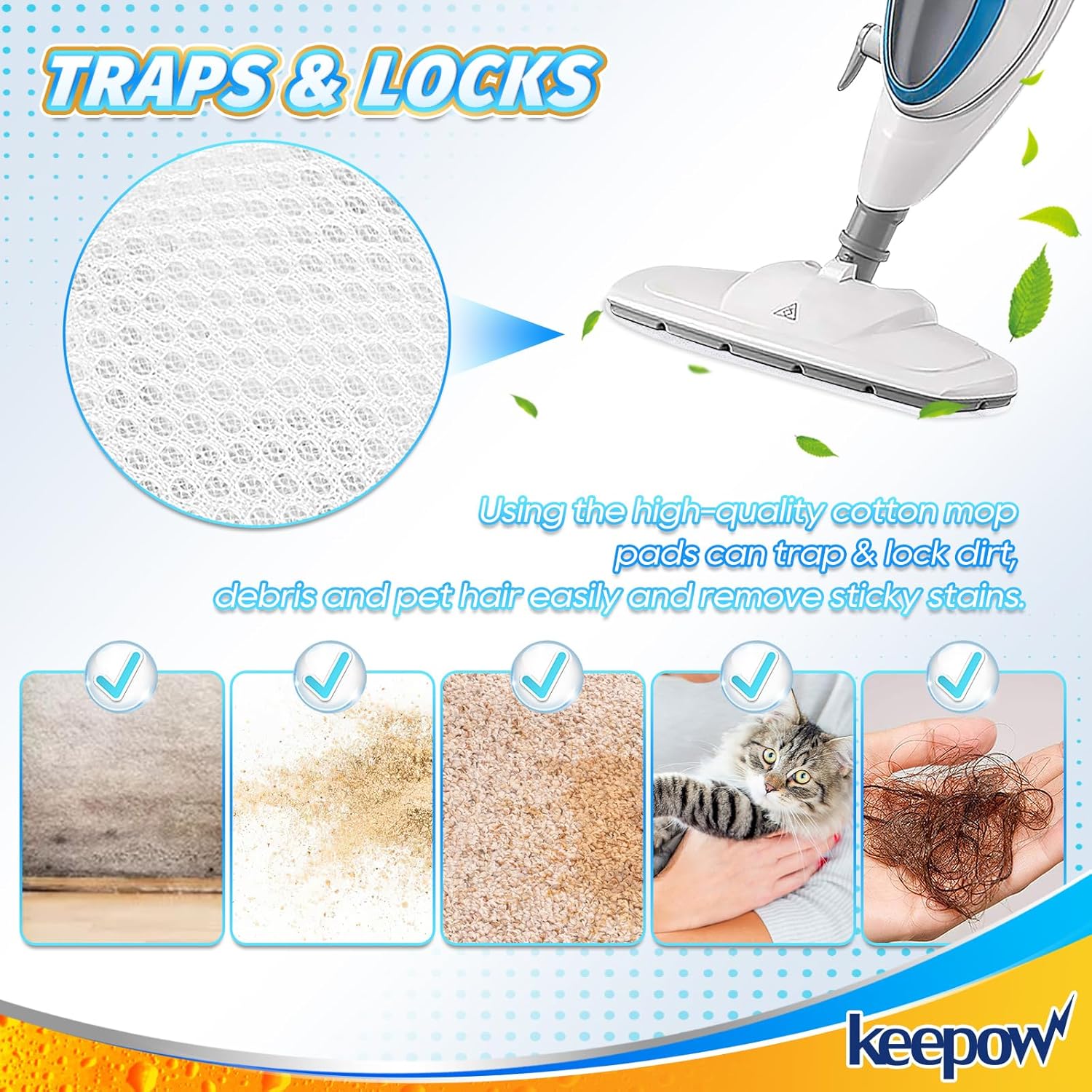 KEEPOW Steam Mop Pads for PurSteam and ThermaPro 211 4 Pack 1