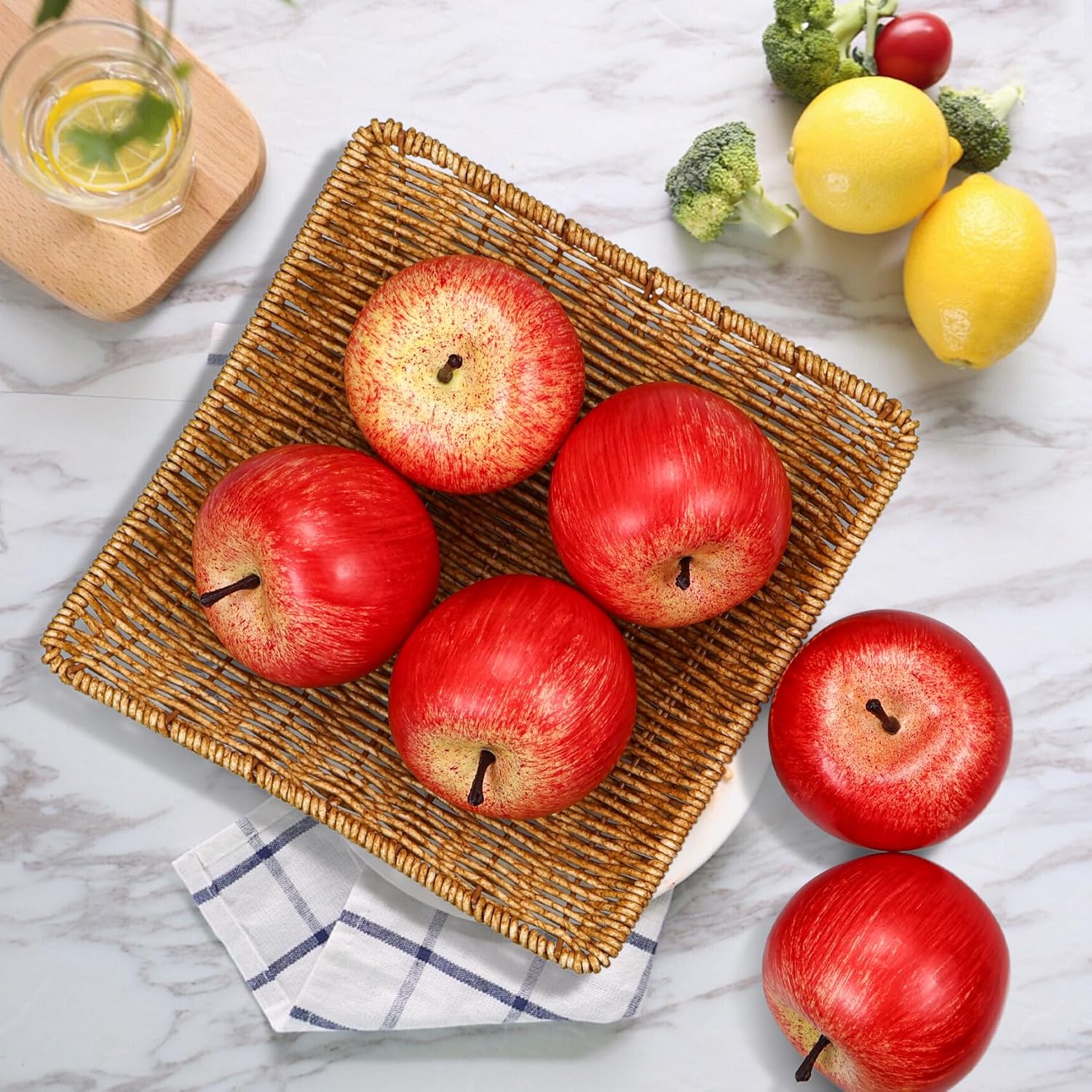 Lorigun Artificial Red Apples 6 Pcs Decorative Fruits