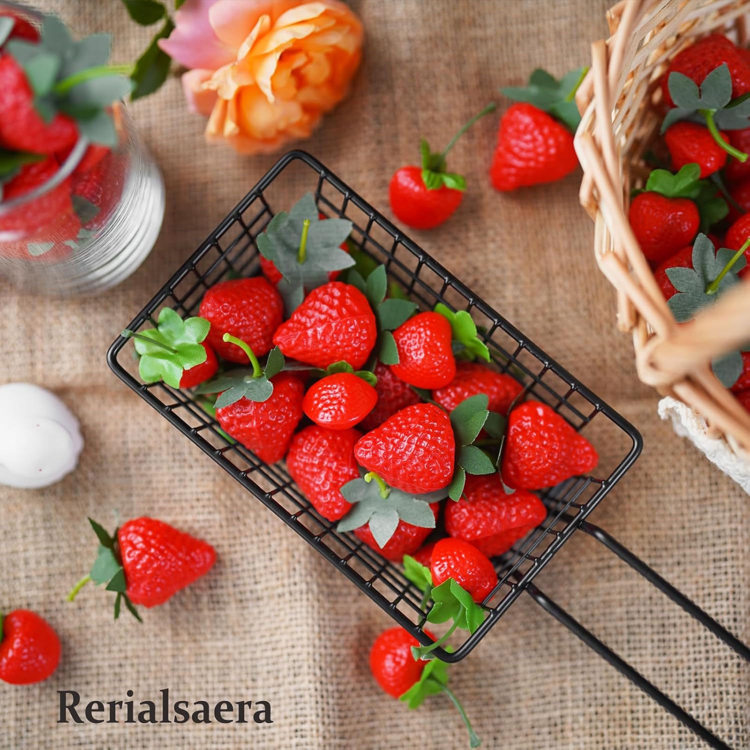 40Pcs Artificial Red Strawberries for Decor and Photography
