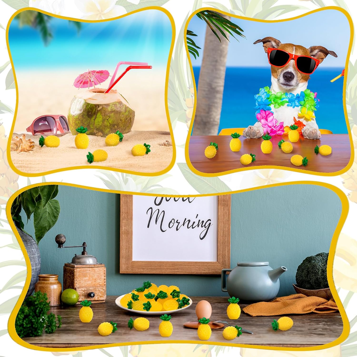 50 Pcs Mini Resin Pineapple Glow in the Dark Decor