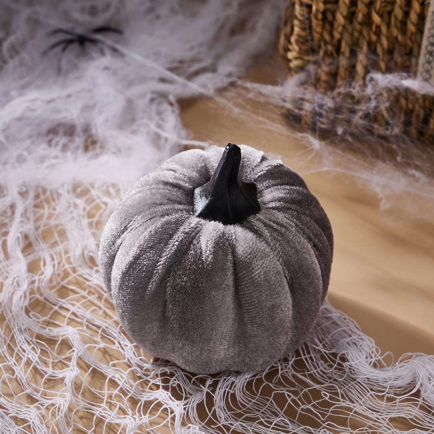 ABAZIZOU Faux Velvet Pumpkins Decorative Fall Decorations