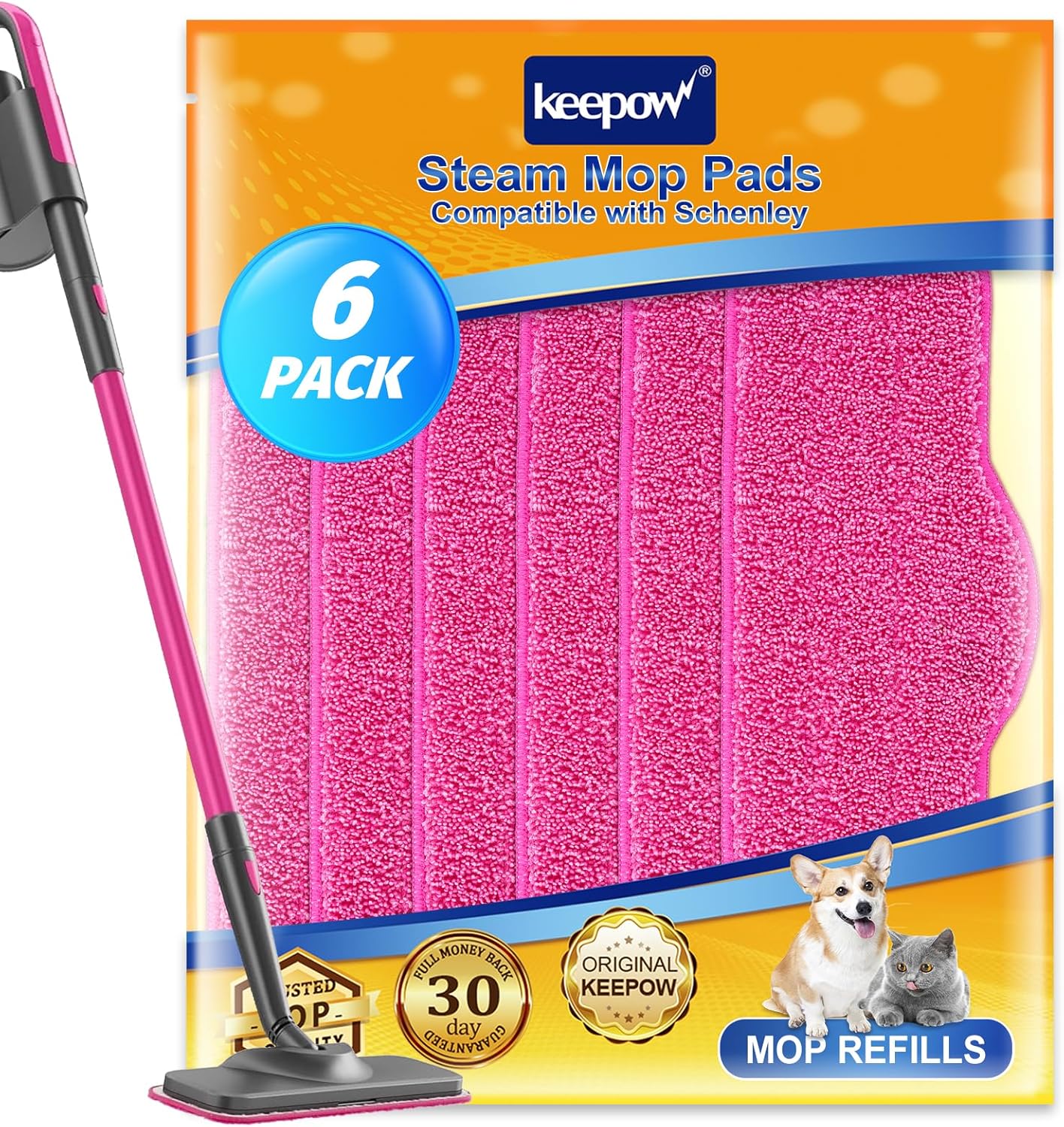 KEEPOW Microfiber Steam Mop Pads 6 Pack Compatible with Schenley