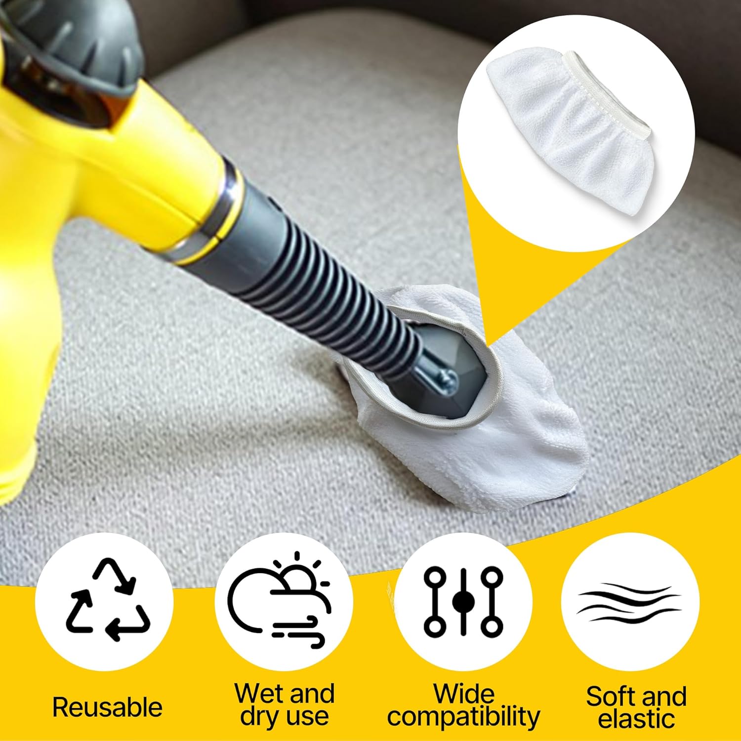 4 PCS Universal Steam Mop Pads for Handheld Steam Cleaners