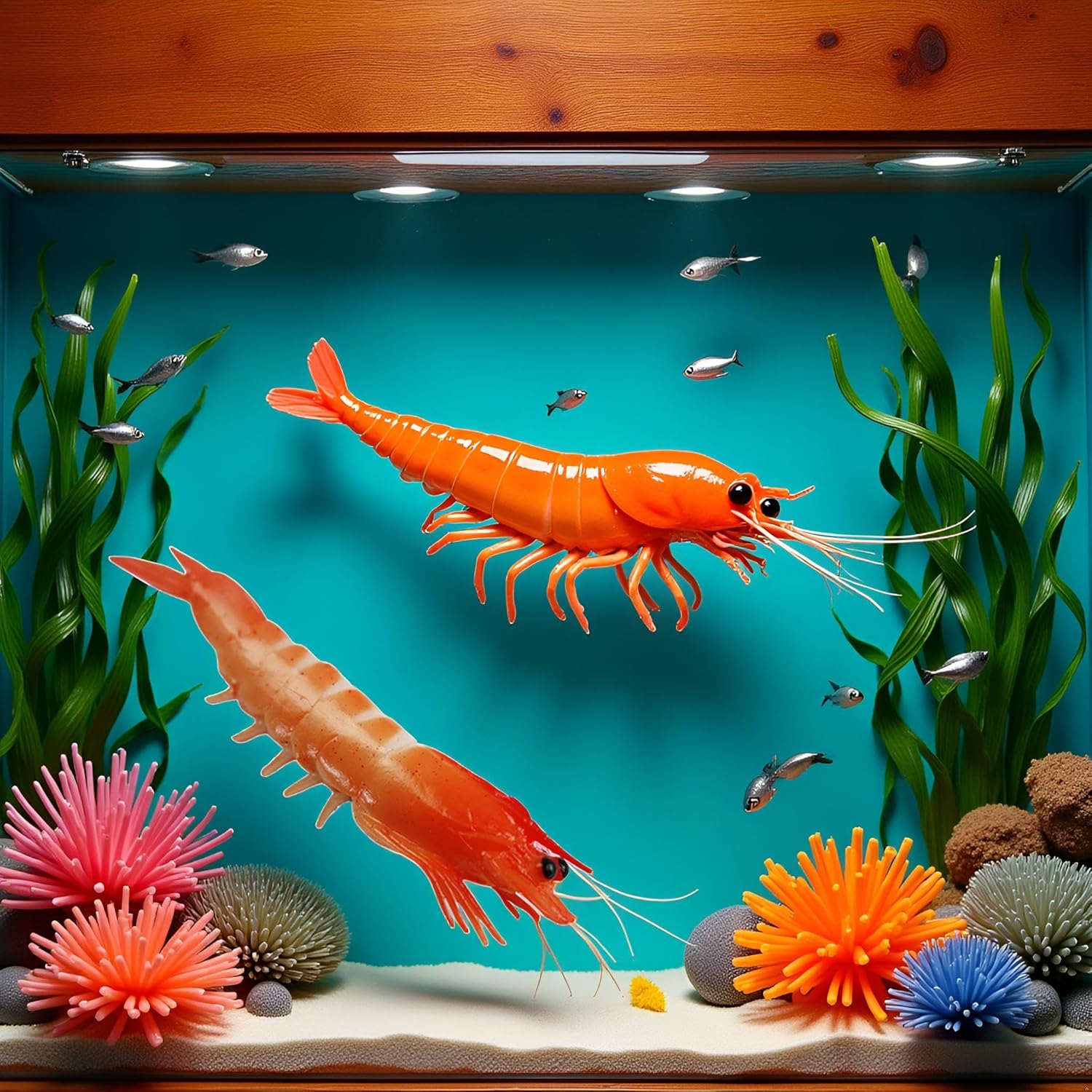 Realistic Red Artificial Shrimp Decorations