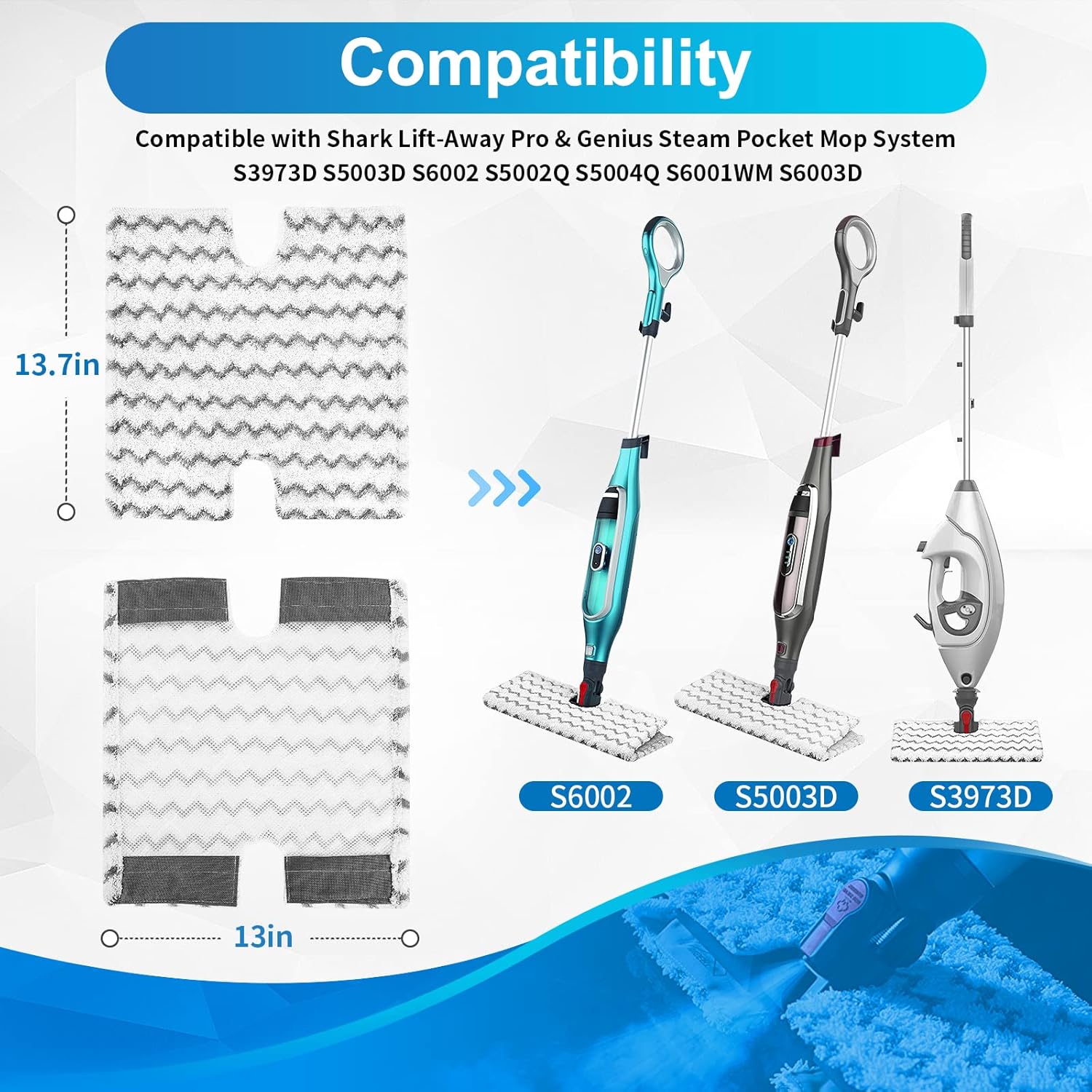 KEEPOW Steam Mop Pads for Shark Geniuses 3 Pack Replacement