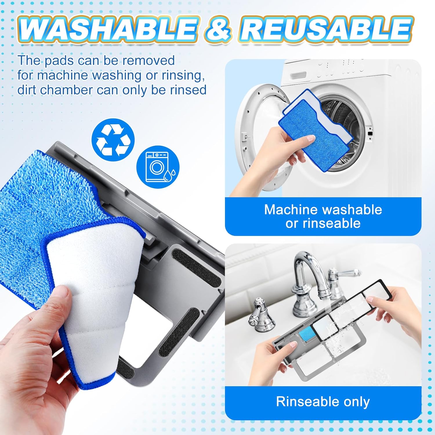 KEEPOW Reusable Mop Pads Refills for Shark VACMOP