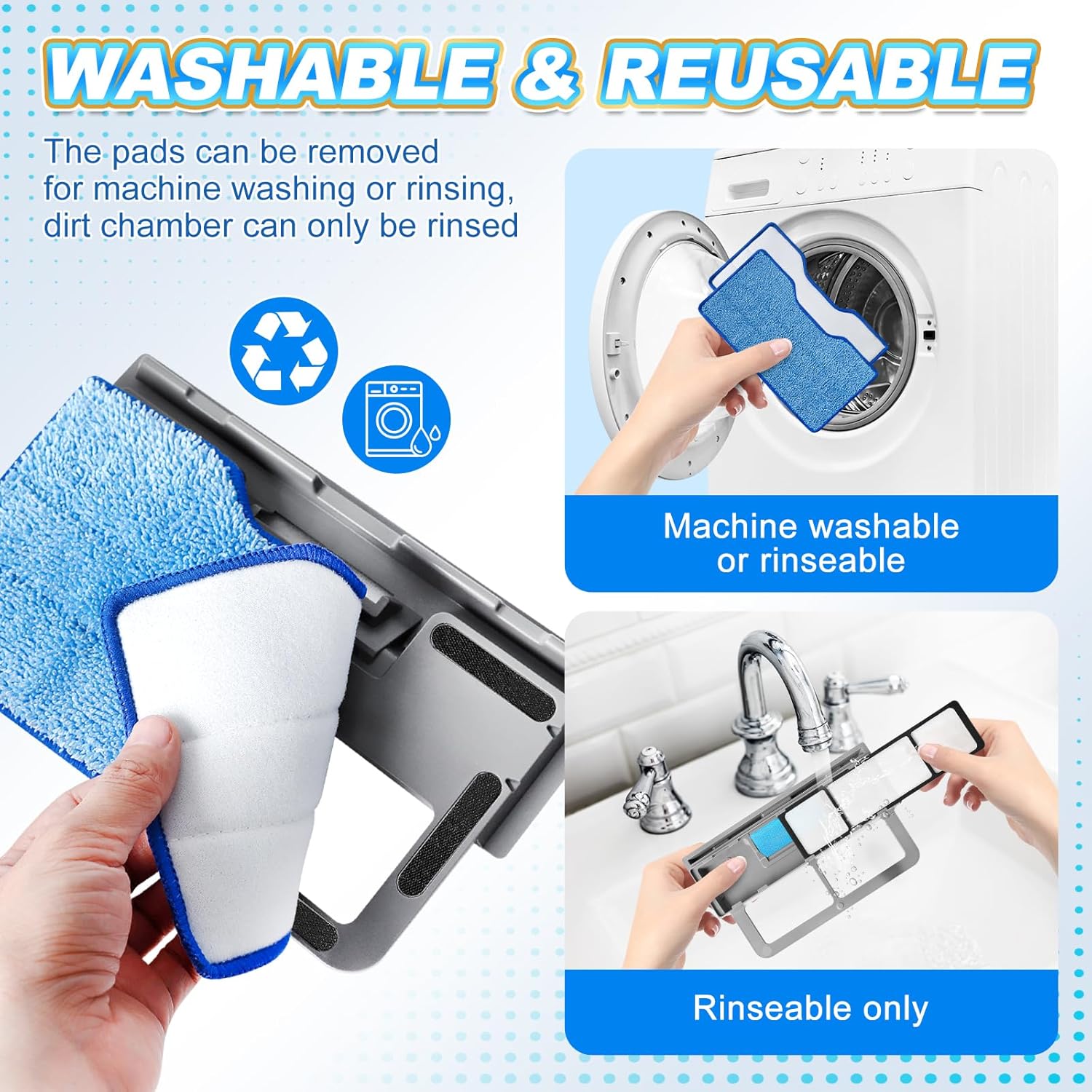 KEEPOW Reusable Mop Pads for Shark Vac Mop 1