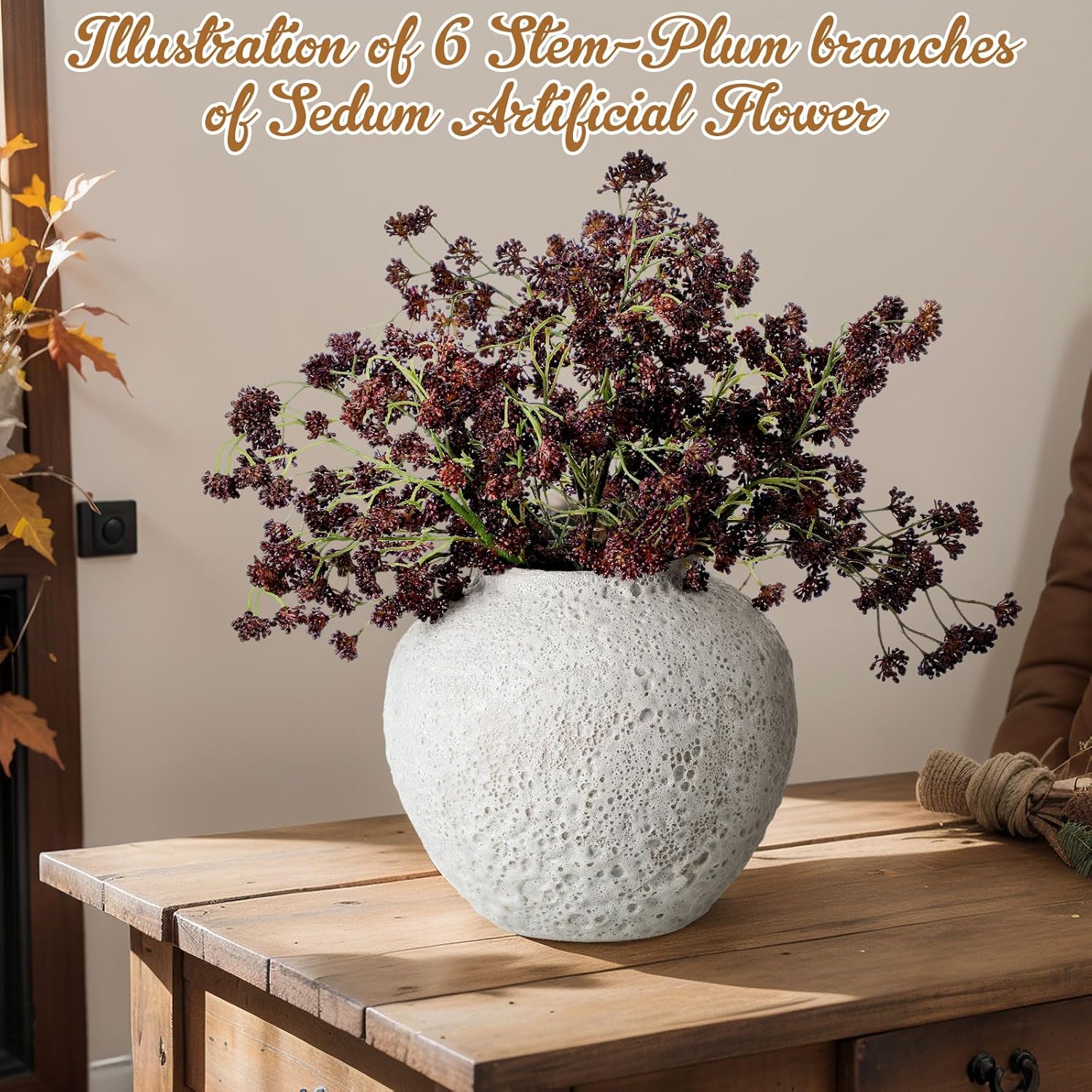 6 Pcs Fall Artificial Soft Plum Sedum Berry Stem Decor
