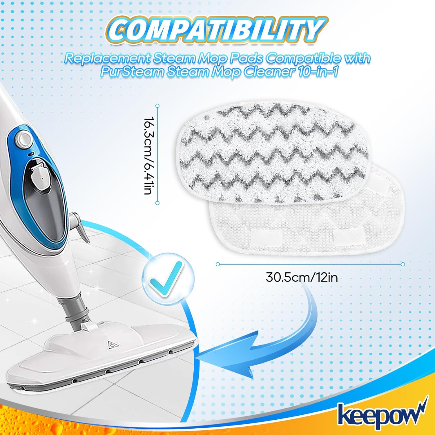 KEEPOW Steam Mop Pads for PurSteam and ThermaPro 211 4 Pack 1