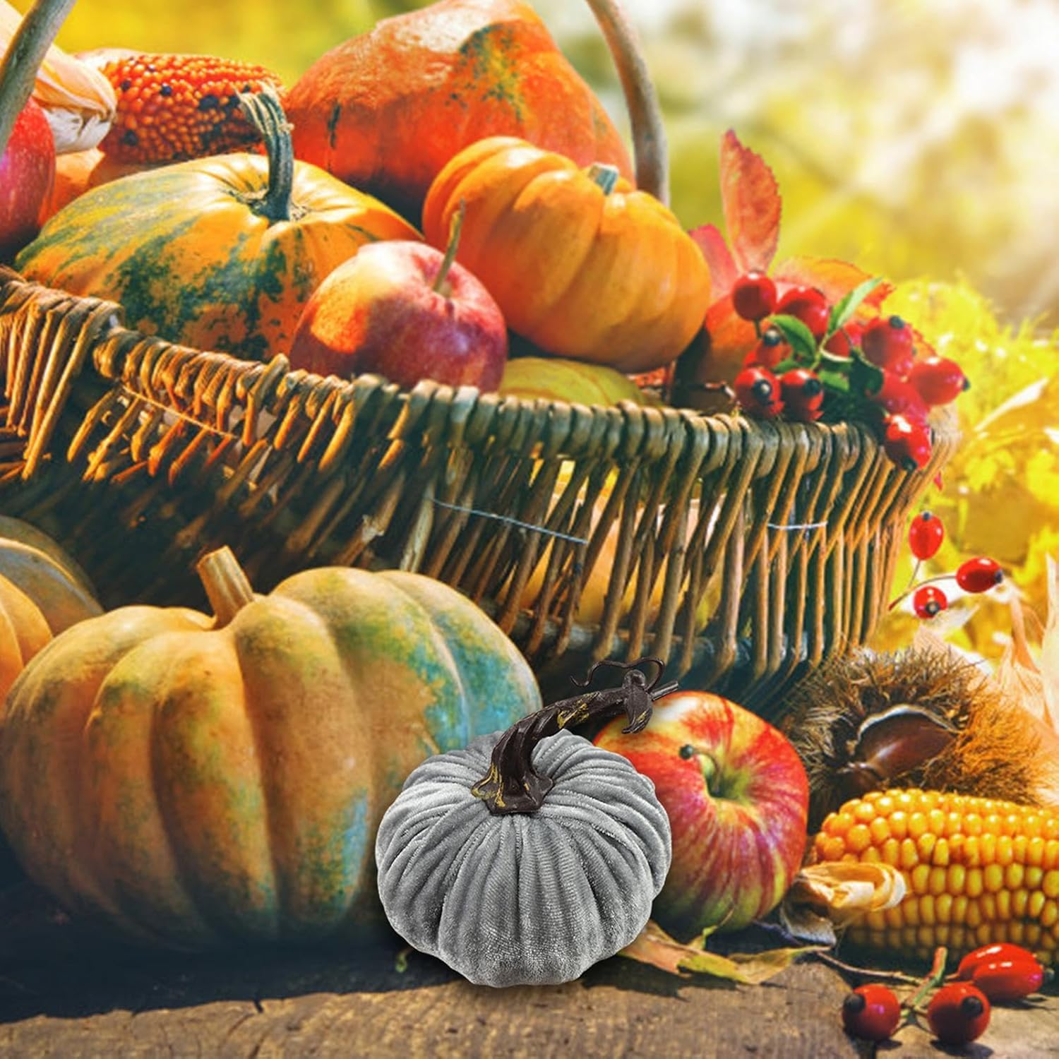 Mini Fake Pumpkins - 10cm Artificial Velvet Decorations for Fall
