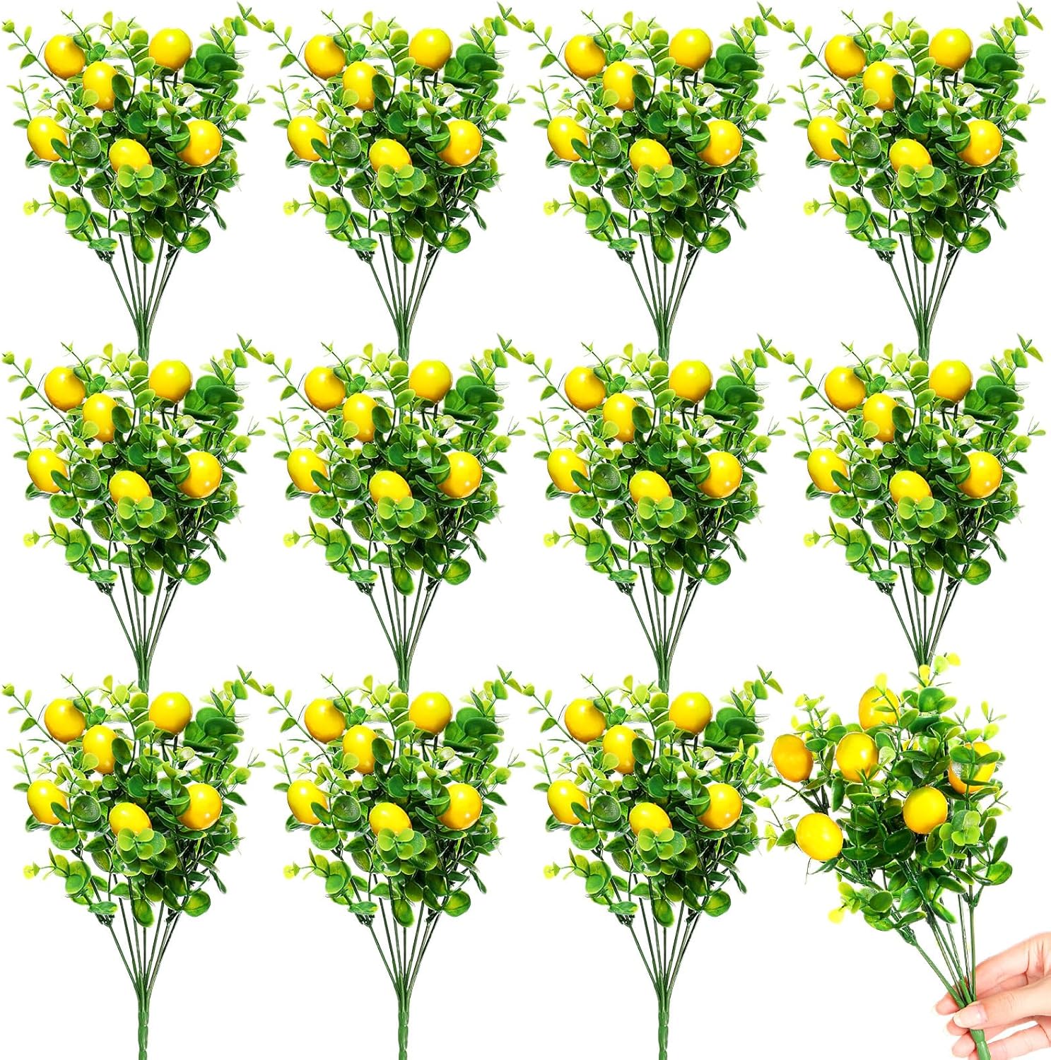 Tigeen 12 Pack Artificial Lemon Branches for Decoration