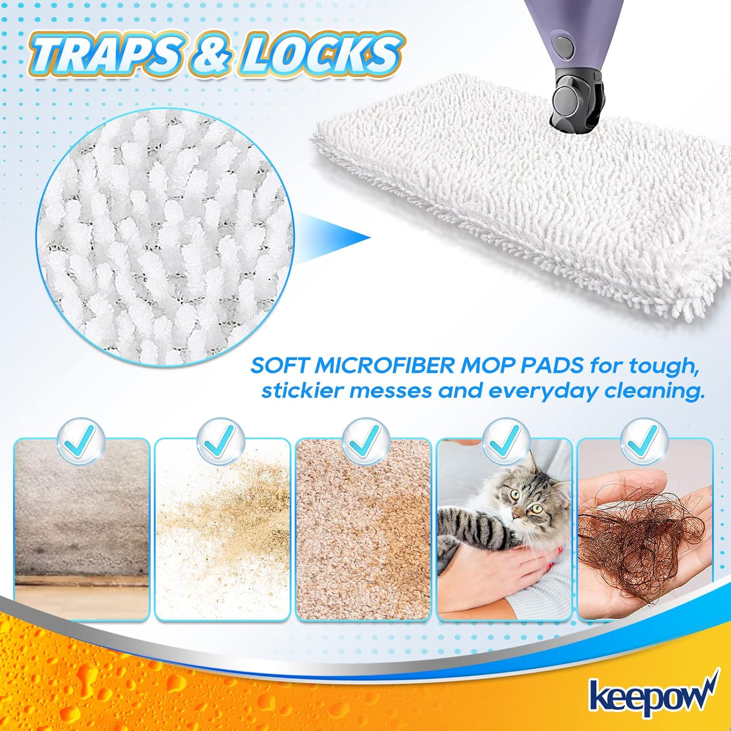 KEEPOW Steam Mop Replacement Pads for Shark S3500 Series