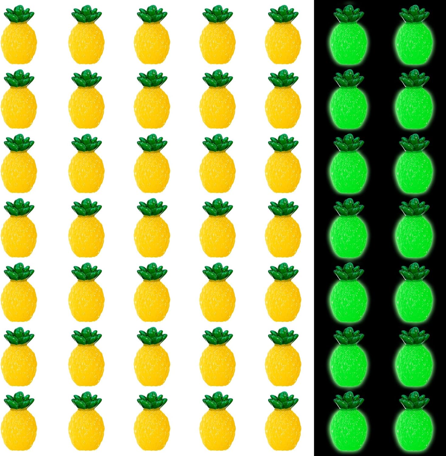 50 Pcs Mini Resin Pineapple Glow in the Dark Decor