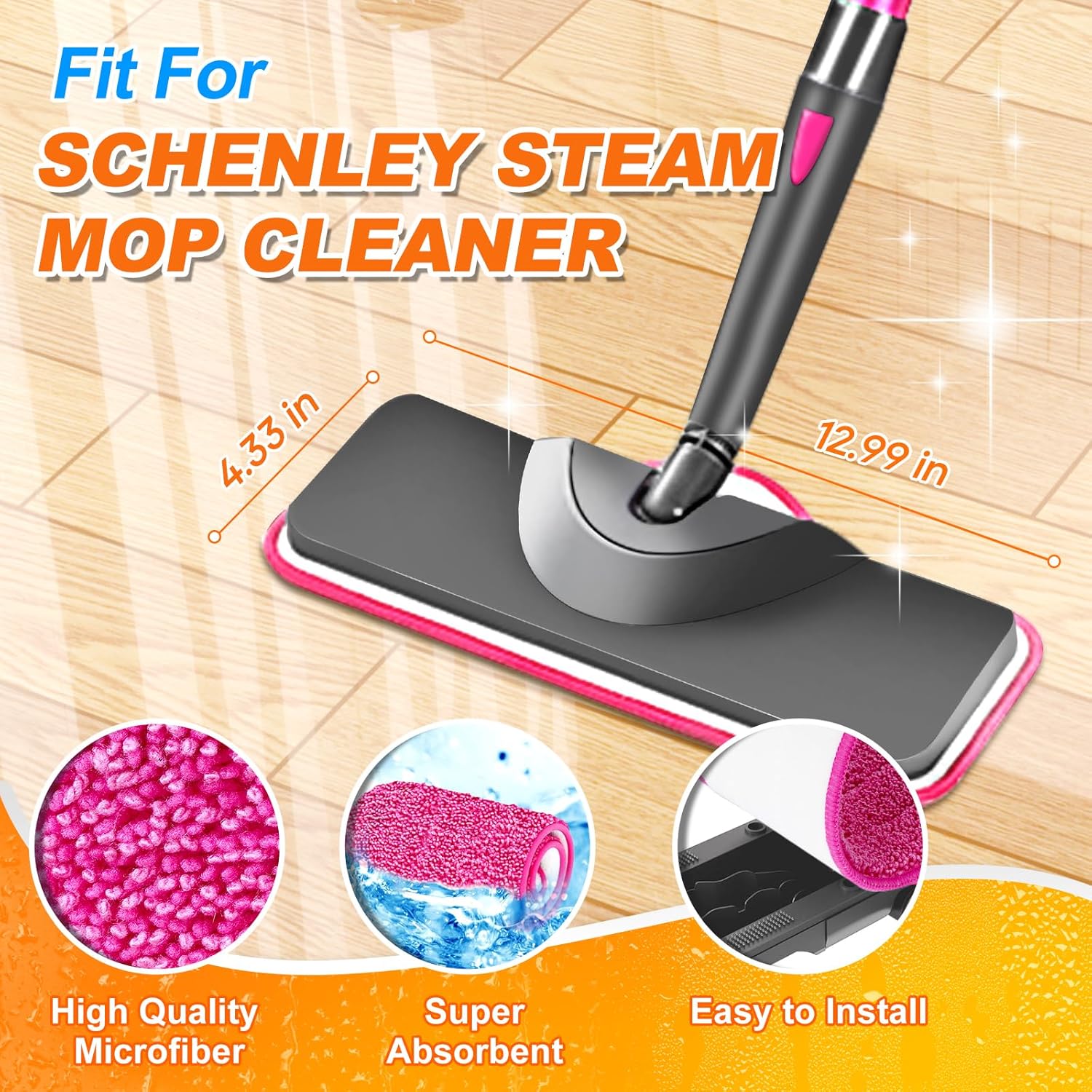 Steam Mop Pads for Schenley and Dupray 33 Pack Microfiber