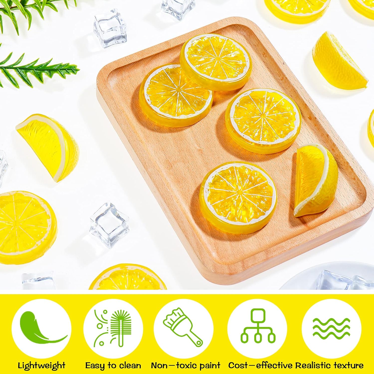 WILLBOND 42 Pieces Acrylic Lemon Slices Ice Cubes Set