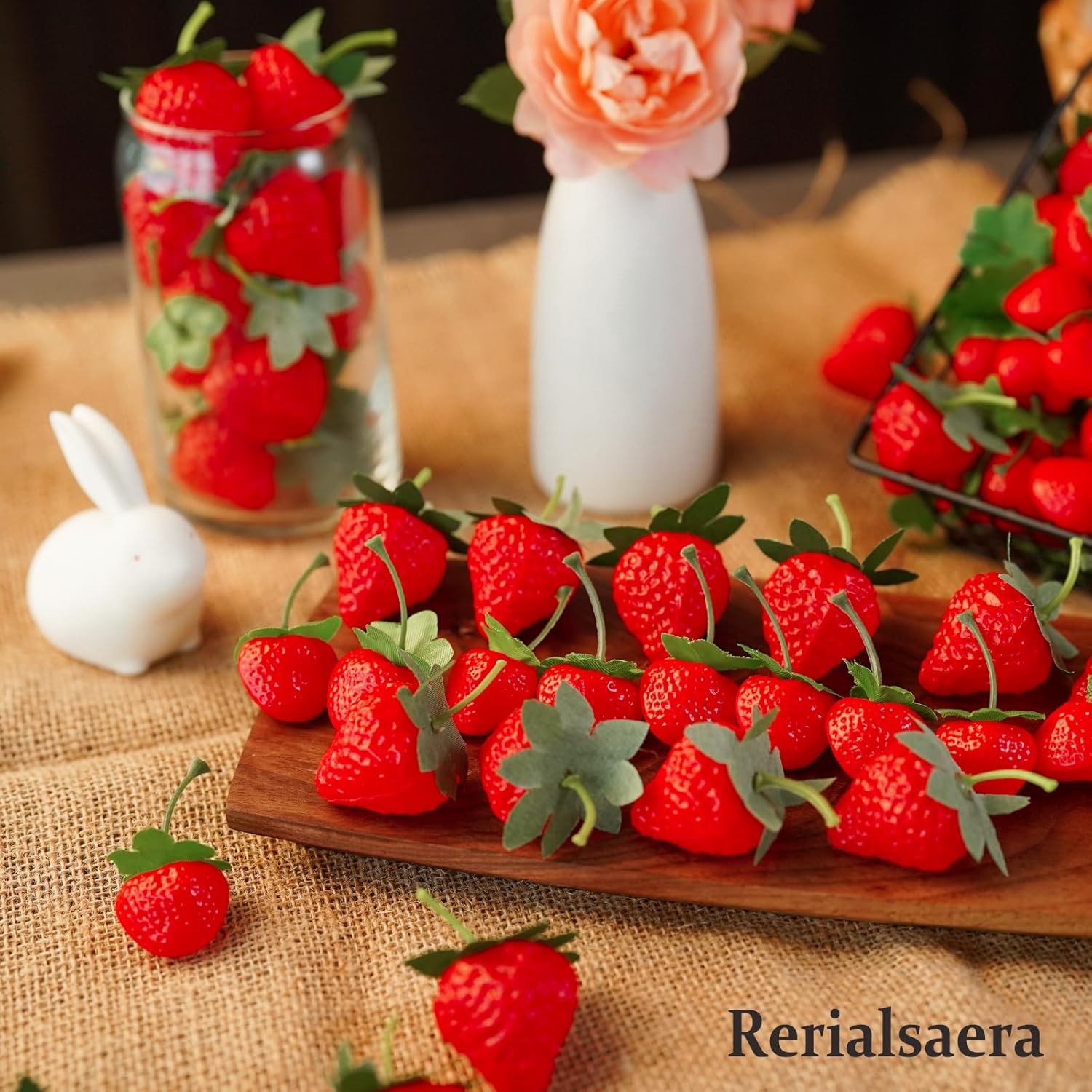 40Pcs Artificial Red Strawberries for Decor and Photography