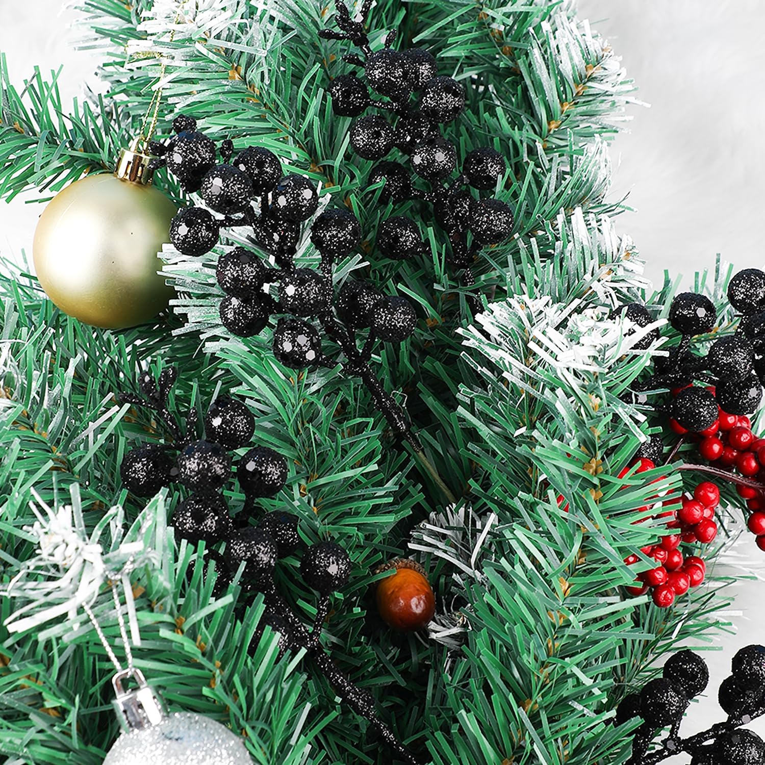 DIYASY Black Glitter Berry Stems 20Pcs Christmas Decor