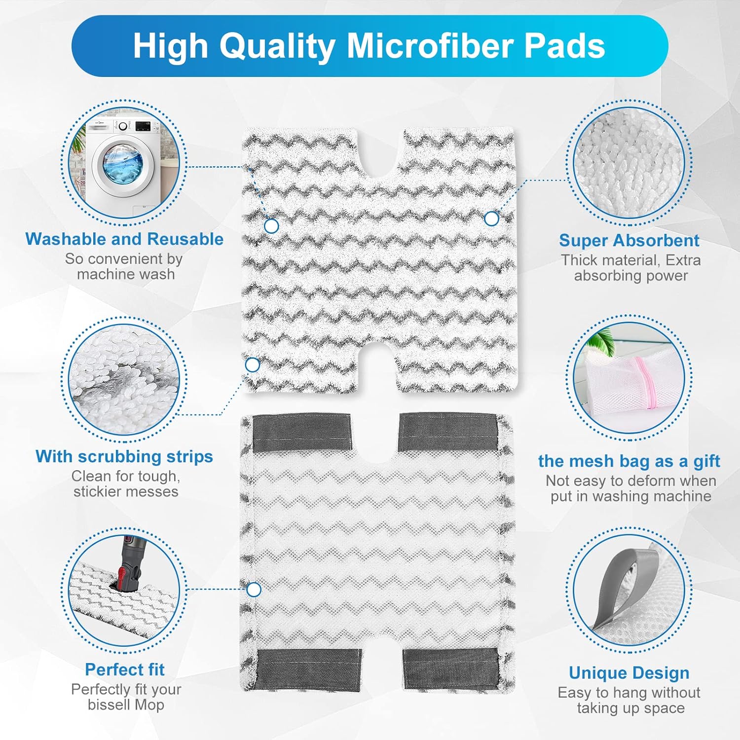 KEEPOW Steam Mop Pads for Shark Geniuses 3 Pack Replacement