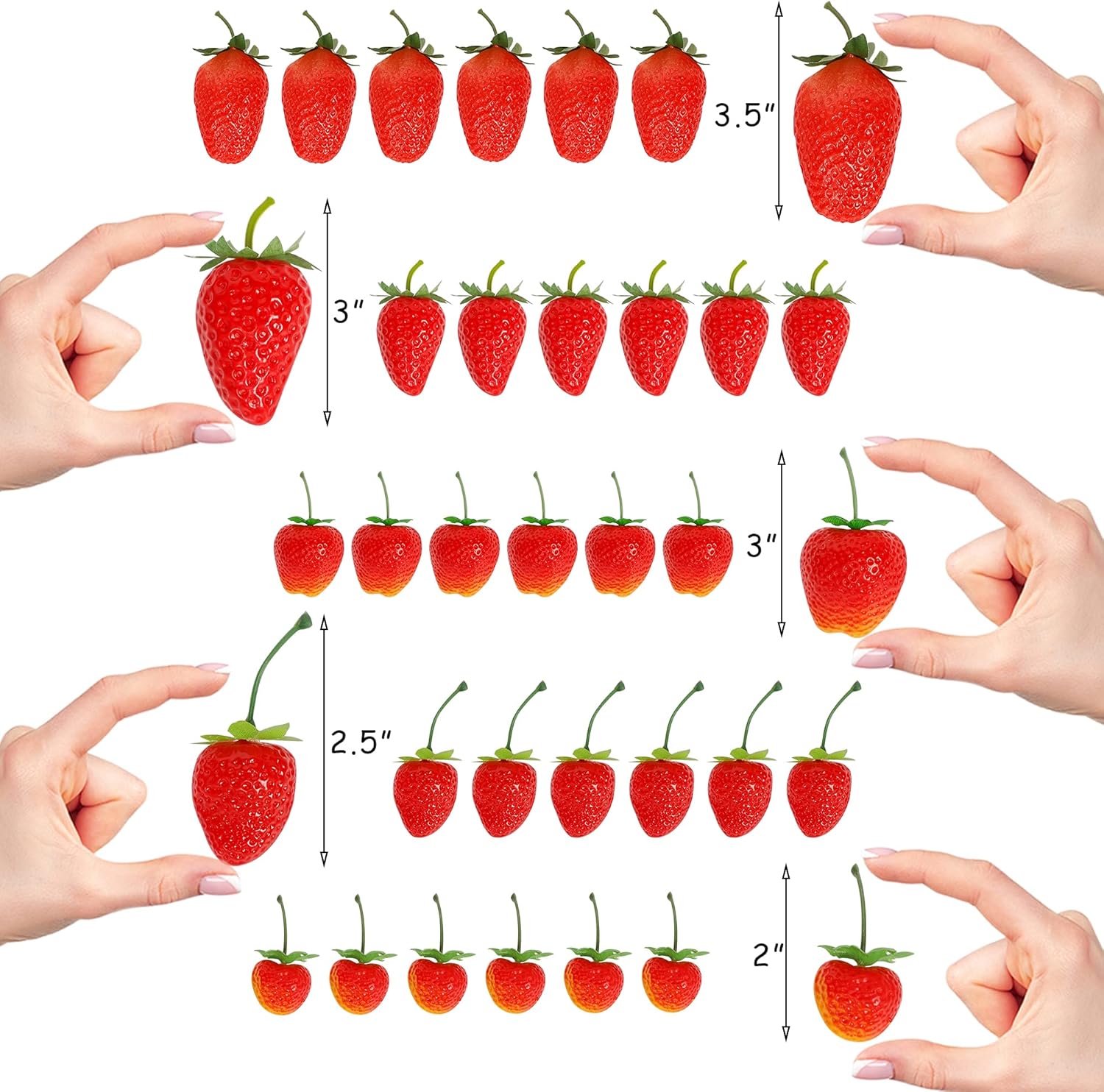 Happy Trees 30 Artificial Strawberries Assorted Size