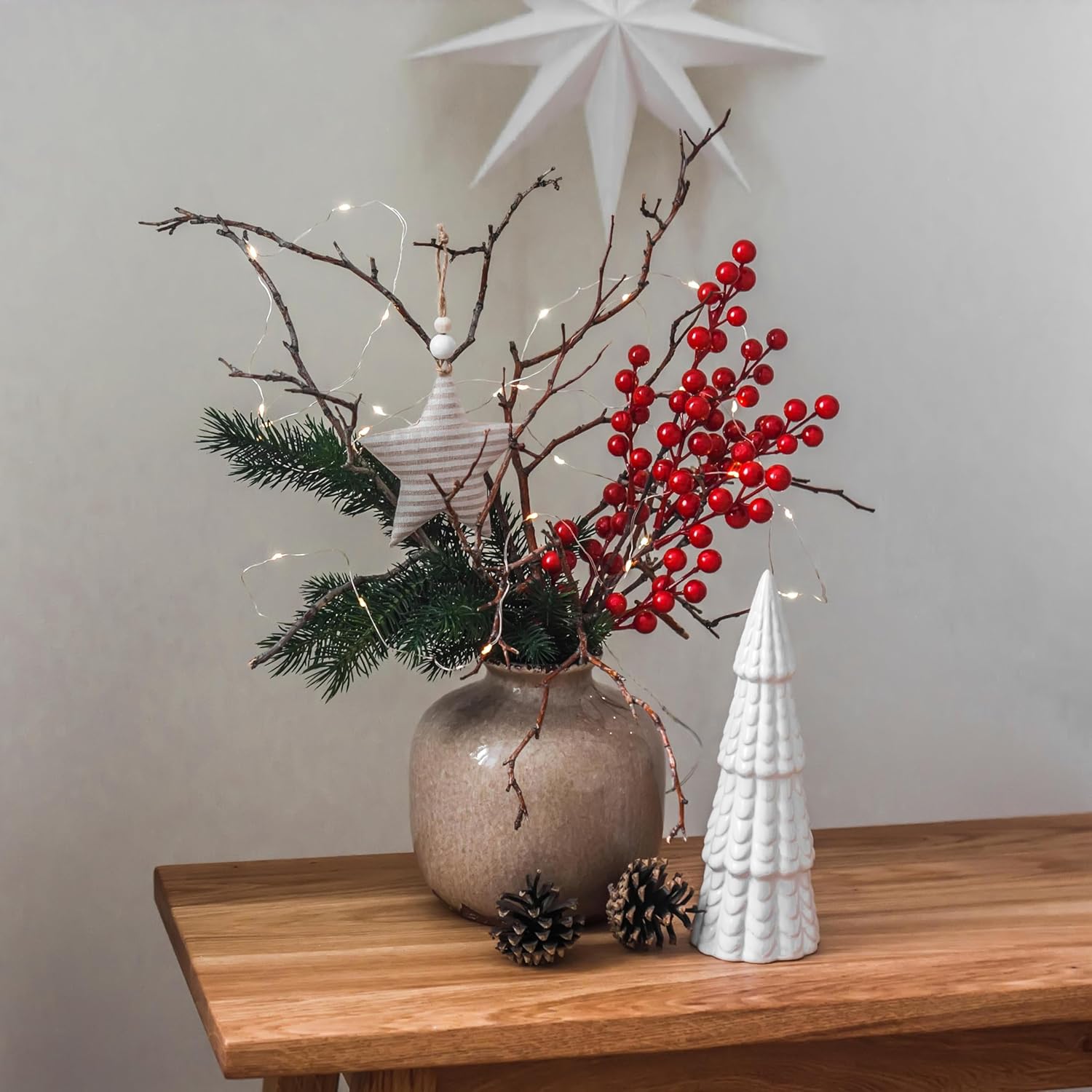 35 Pack Artificial Red Berry Stems for Christmas Decor