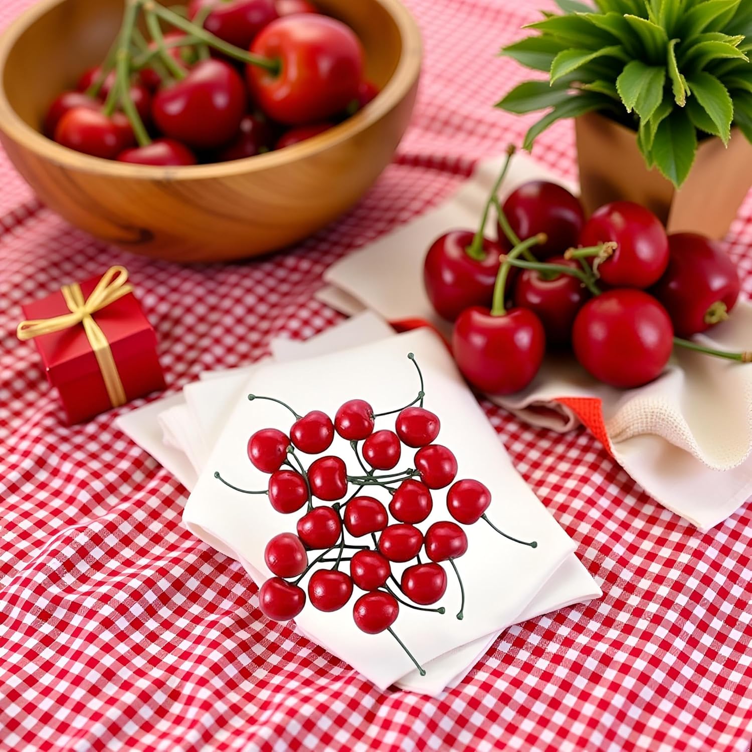 20Pcs Red Artificial Cherries Decor 1