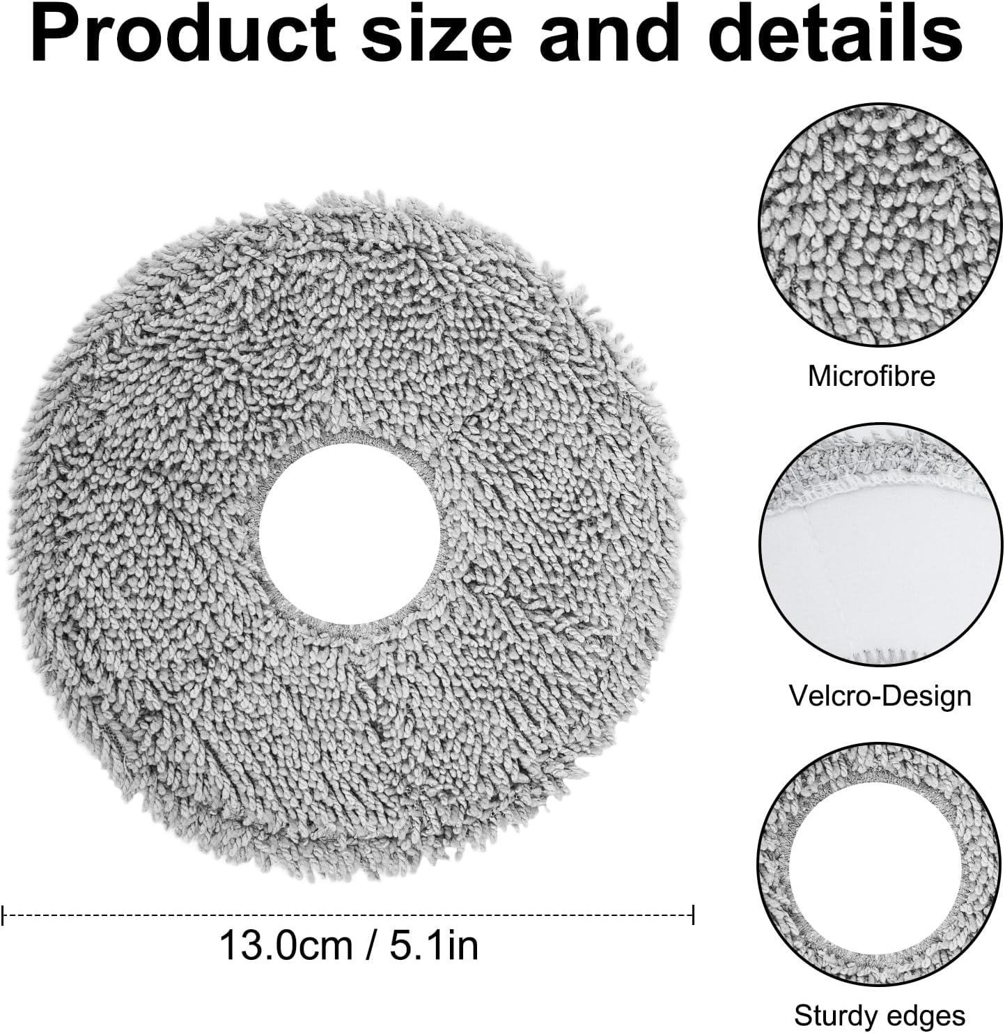4 Pcs Microfiber Mop Pads for Roomba and Dreame Robots