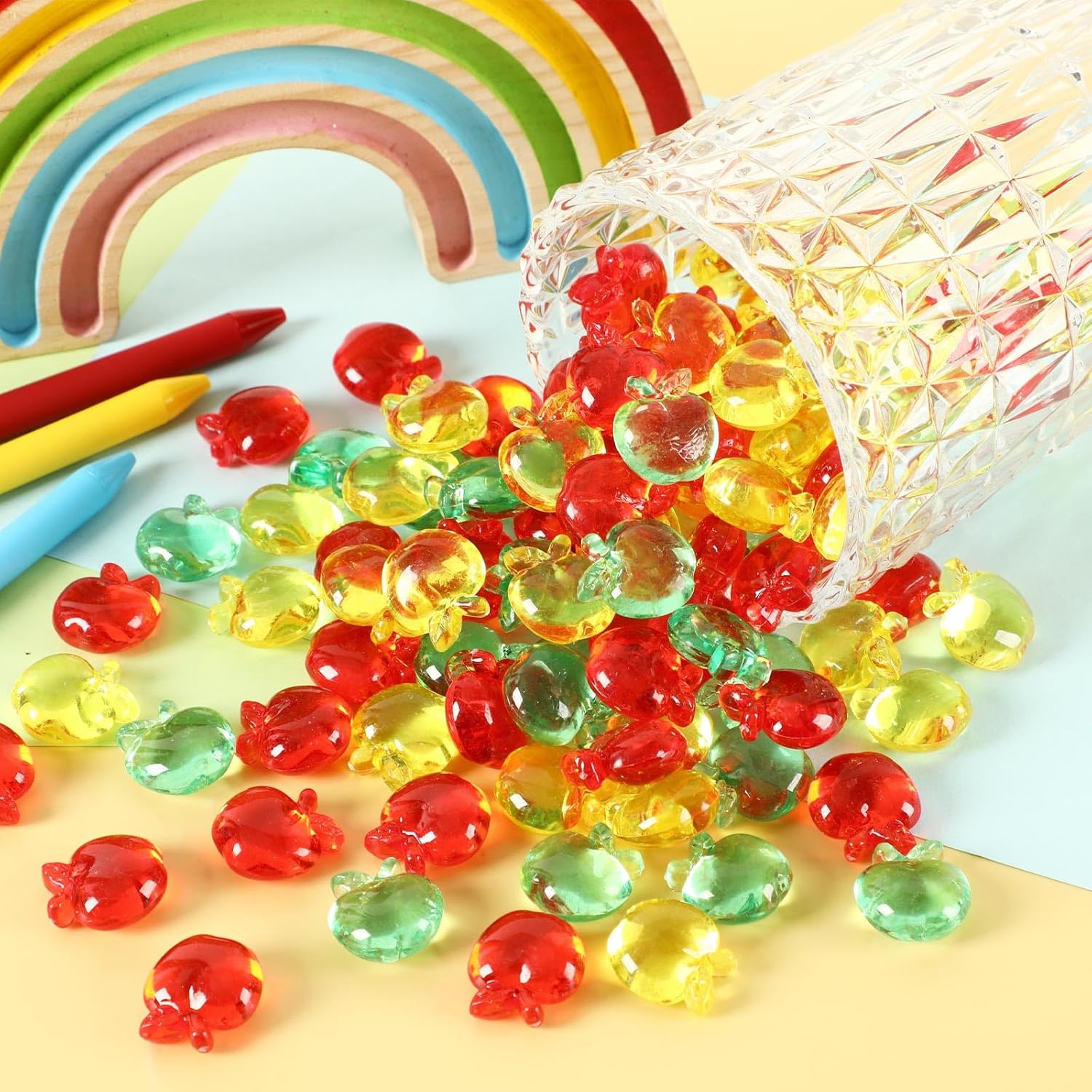 60pcs Mini Apples Acrylic Vase Fillers Back To School Decor
