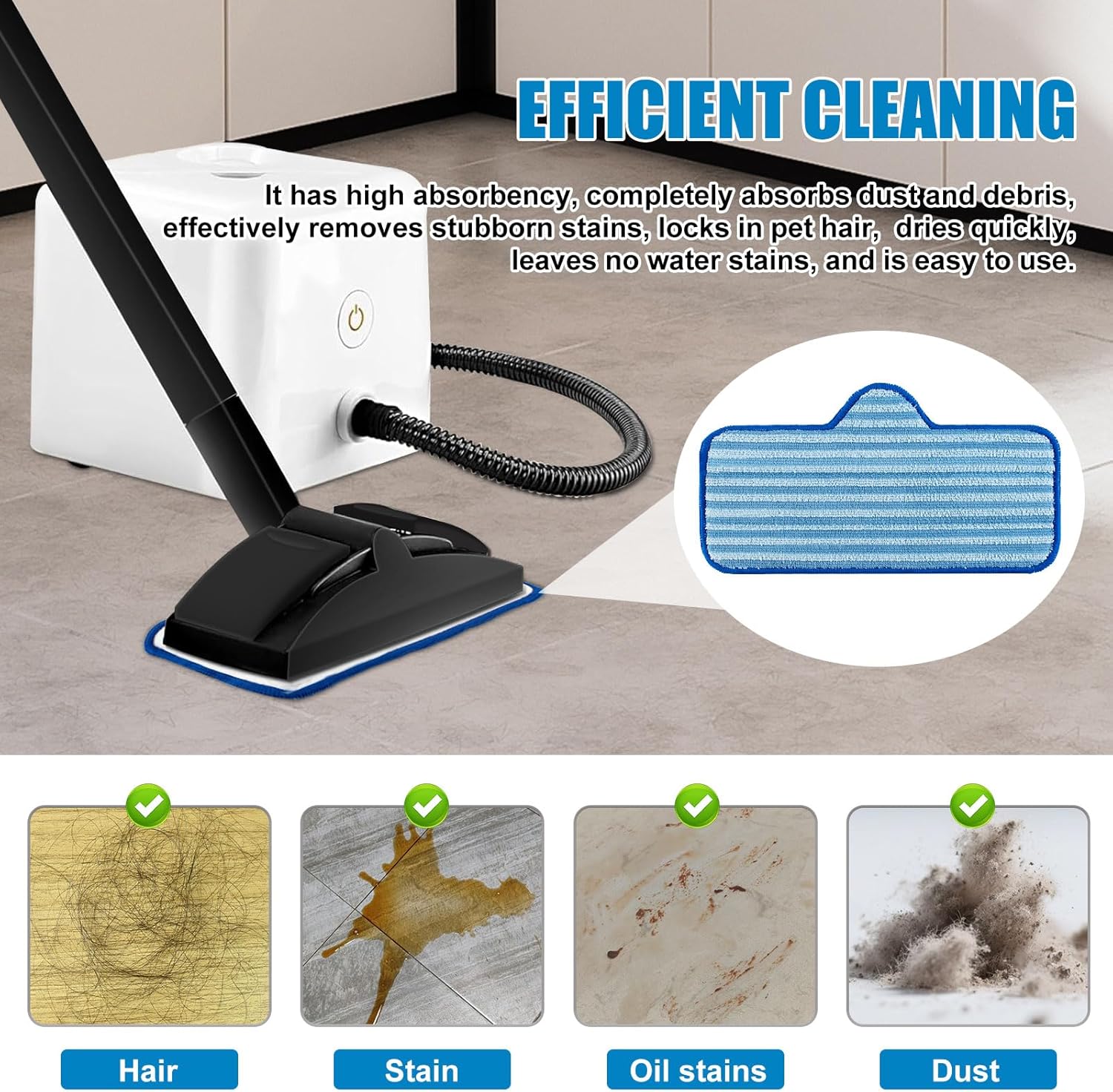 Steam Mop Pads for Dupray Neat 6 Pack Reusable Microfiber