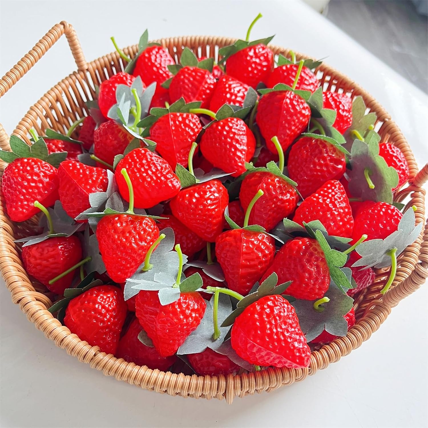 100 Realistic Artificial Strawberries Decor Set