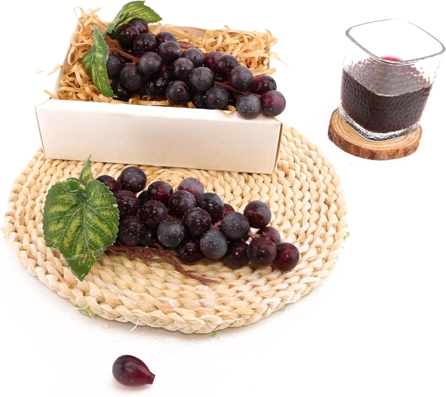 2PCS Artificial Purple Grapes for Home Kitchen Decoration