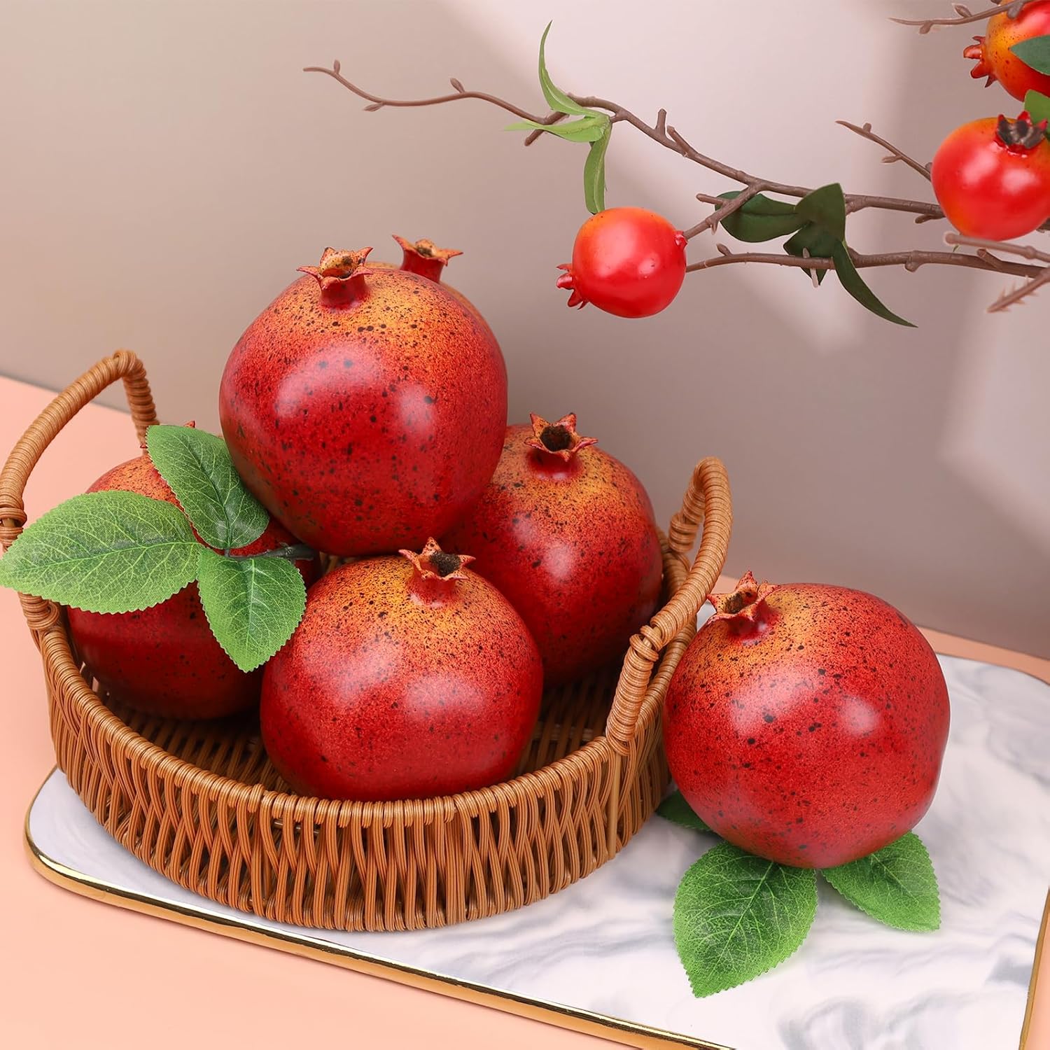 6PCS Artificial Pomegranate Home Decor Bowl Fillers
