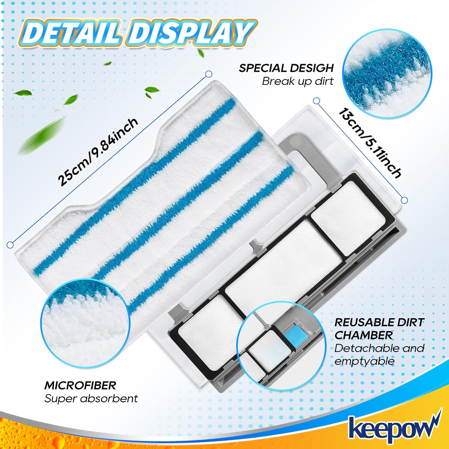 KEEPOW Reusable Mop Pads for Shark Vac Mop