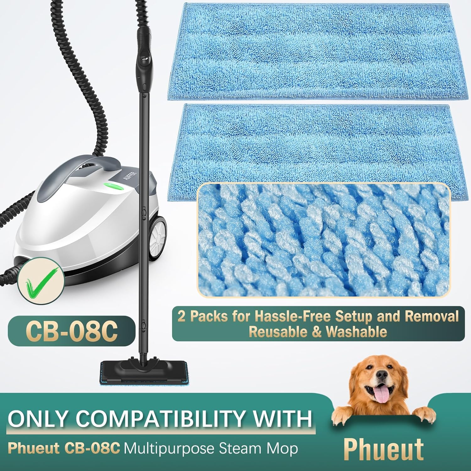 Microfiber Pads for CB-08C Steam Mop Cleaner 2 Pack