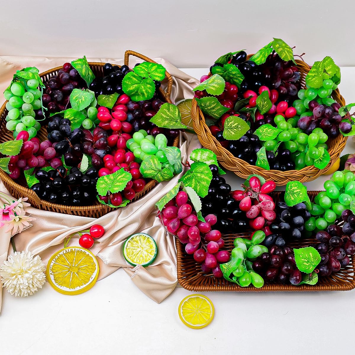 8 Bunches Purple Faux Grapes - Greek Party Decor