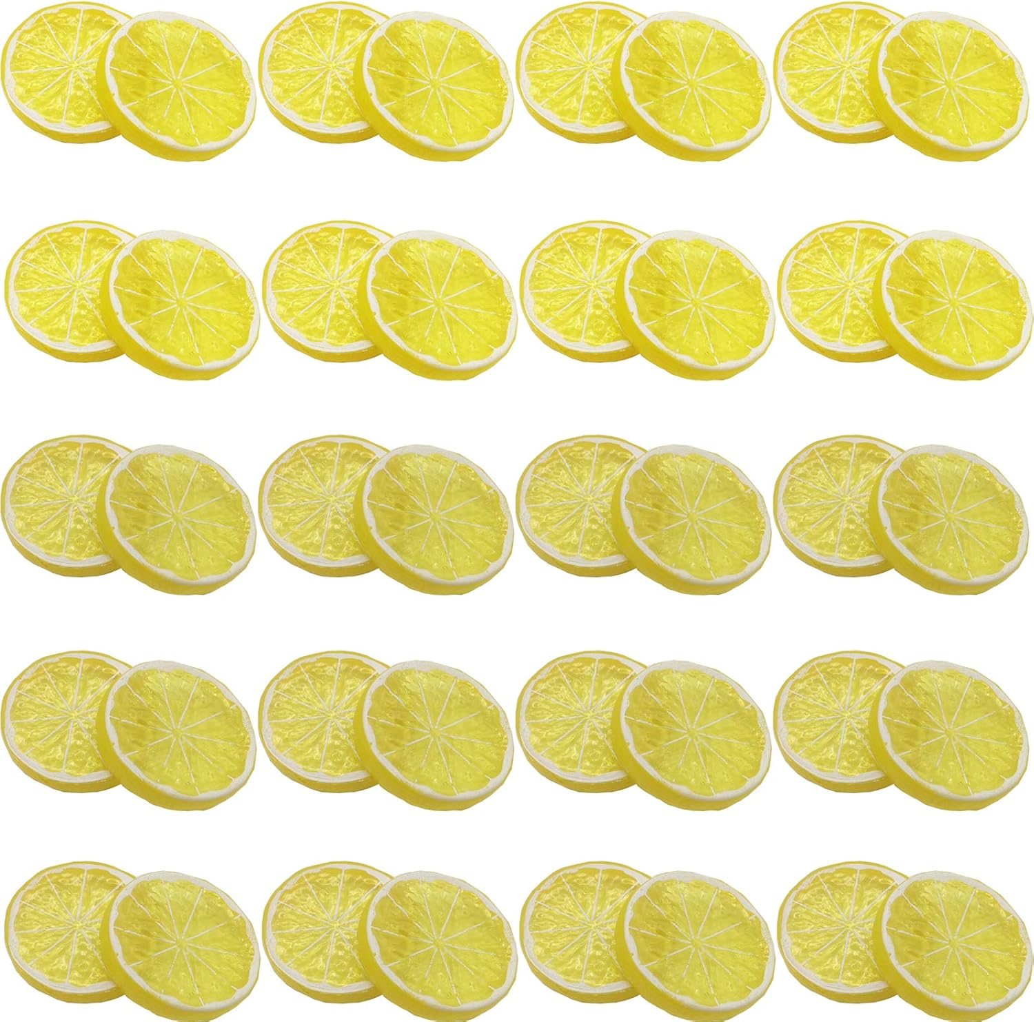 RONYOUNG 40PCS Artificial Lemon Slices Yellow Decorative