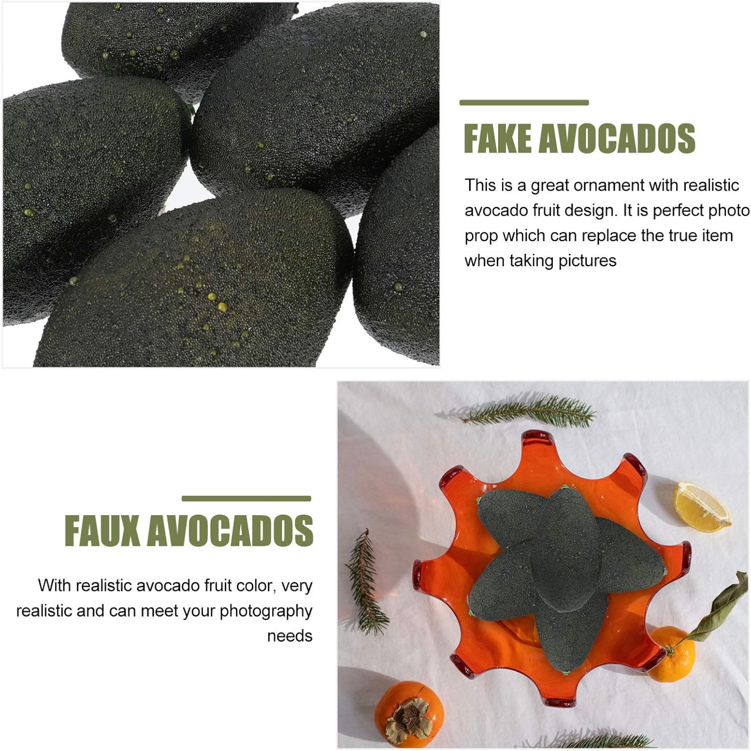 Hemoton 5pcs Realistic Artificial Avocado Decorations