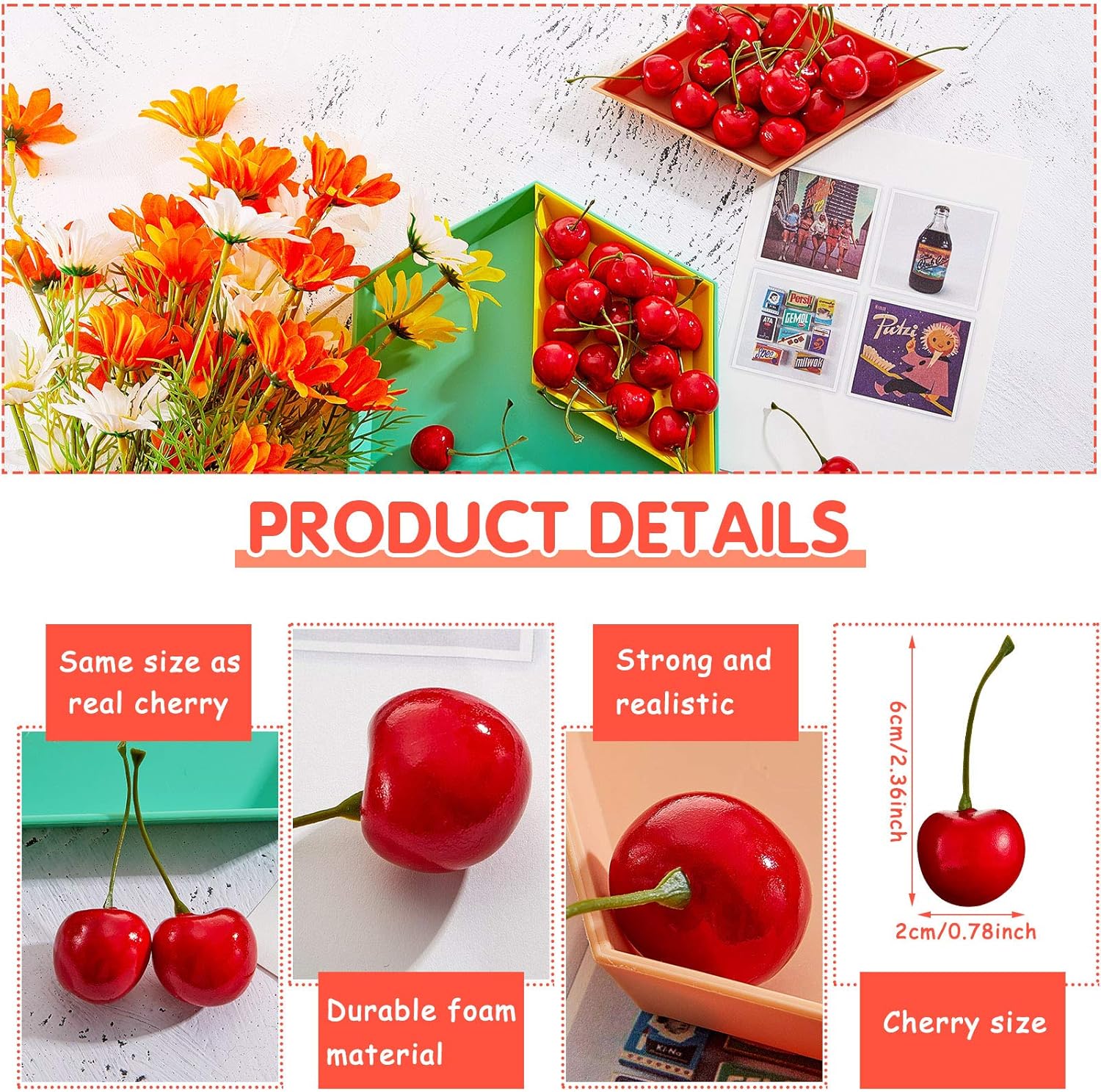 Skylety 80 pcs Artificial Cherry Decorations