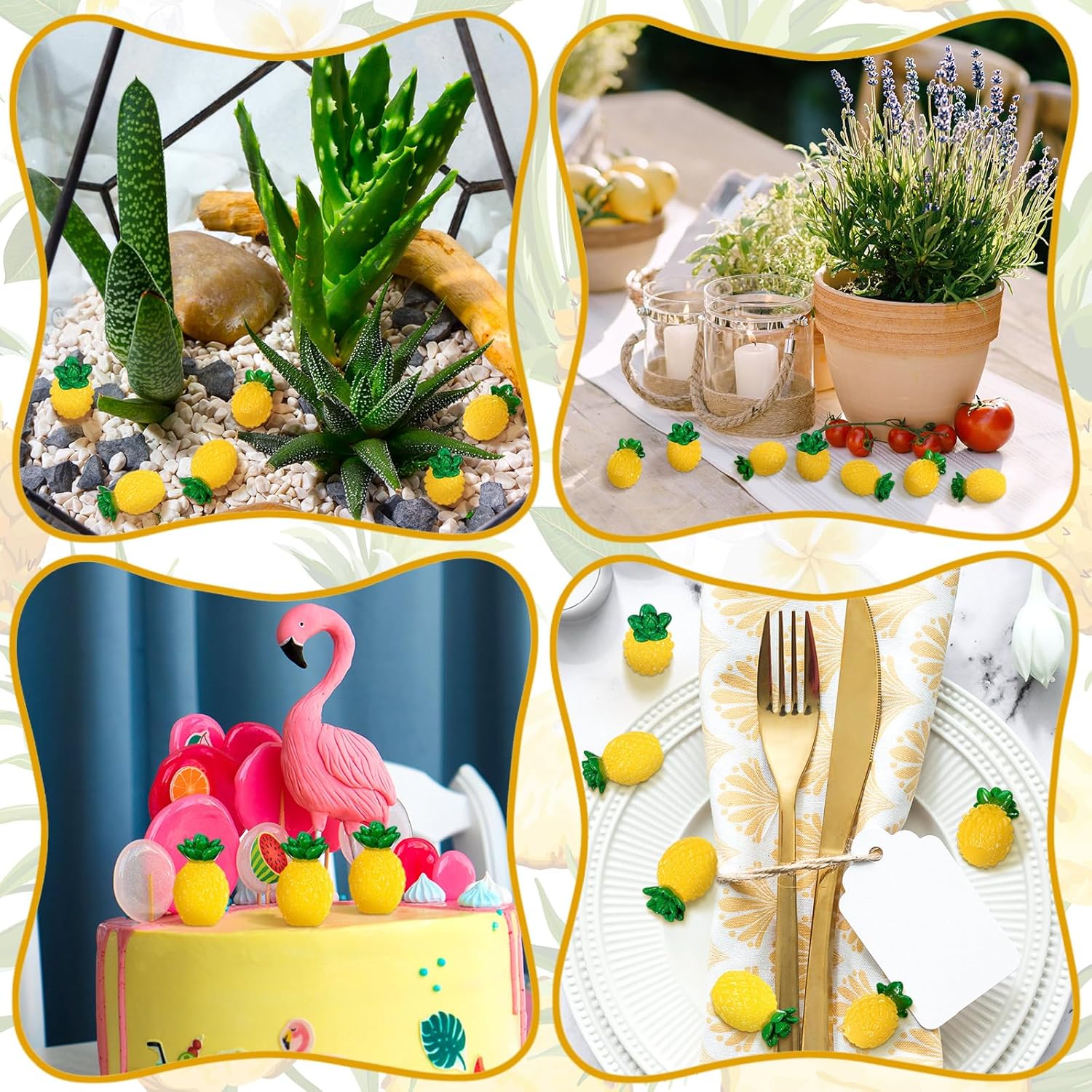 50 Pcs Mini Resin Pineapple Glow in the Dark Decor