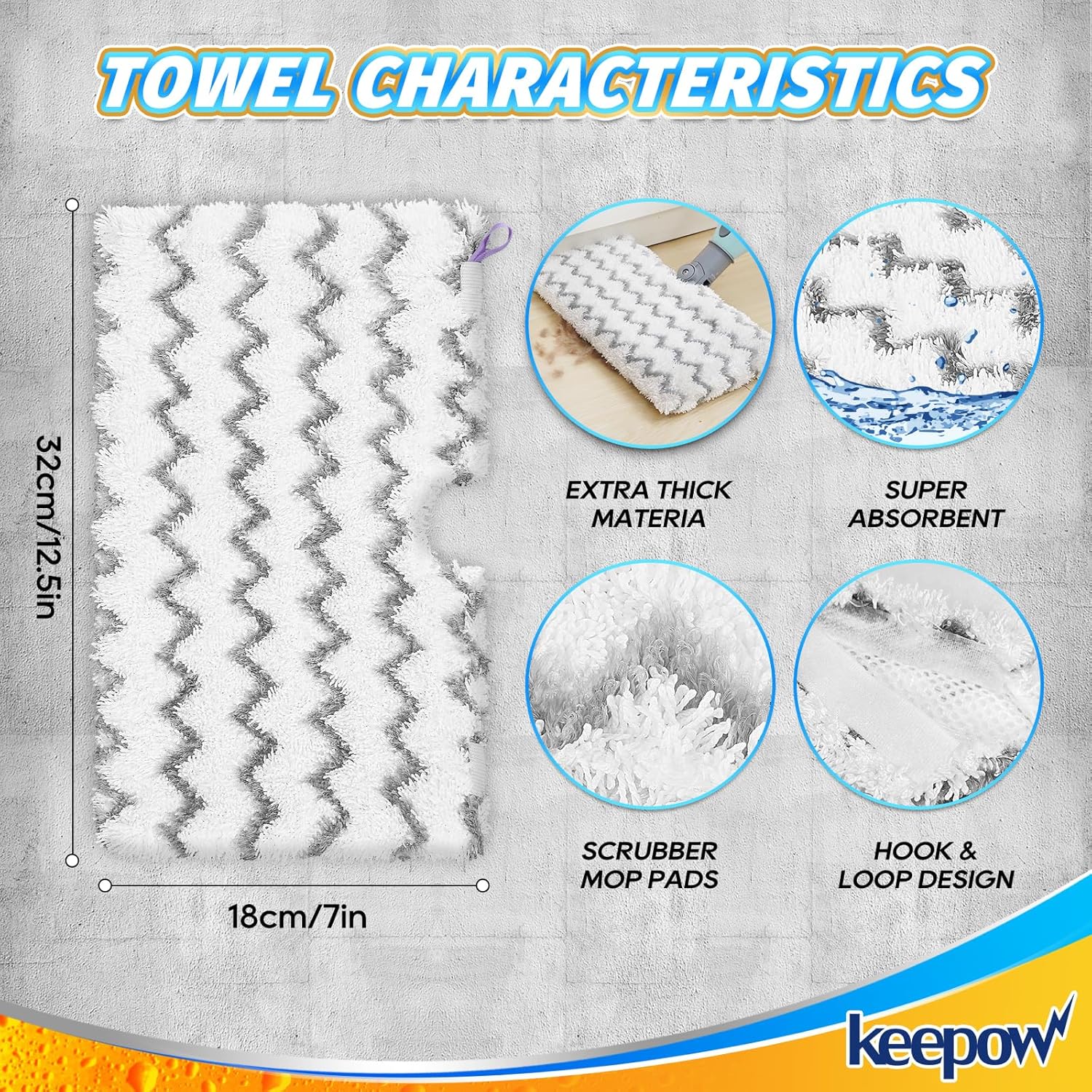 KEEPOW Steam Mop Replacement Microfiber Pads for Shark Models