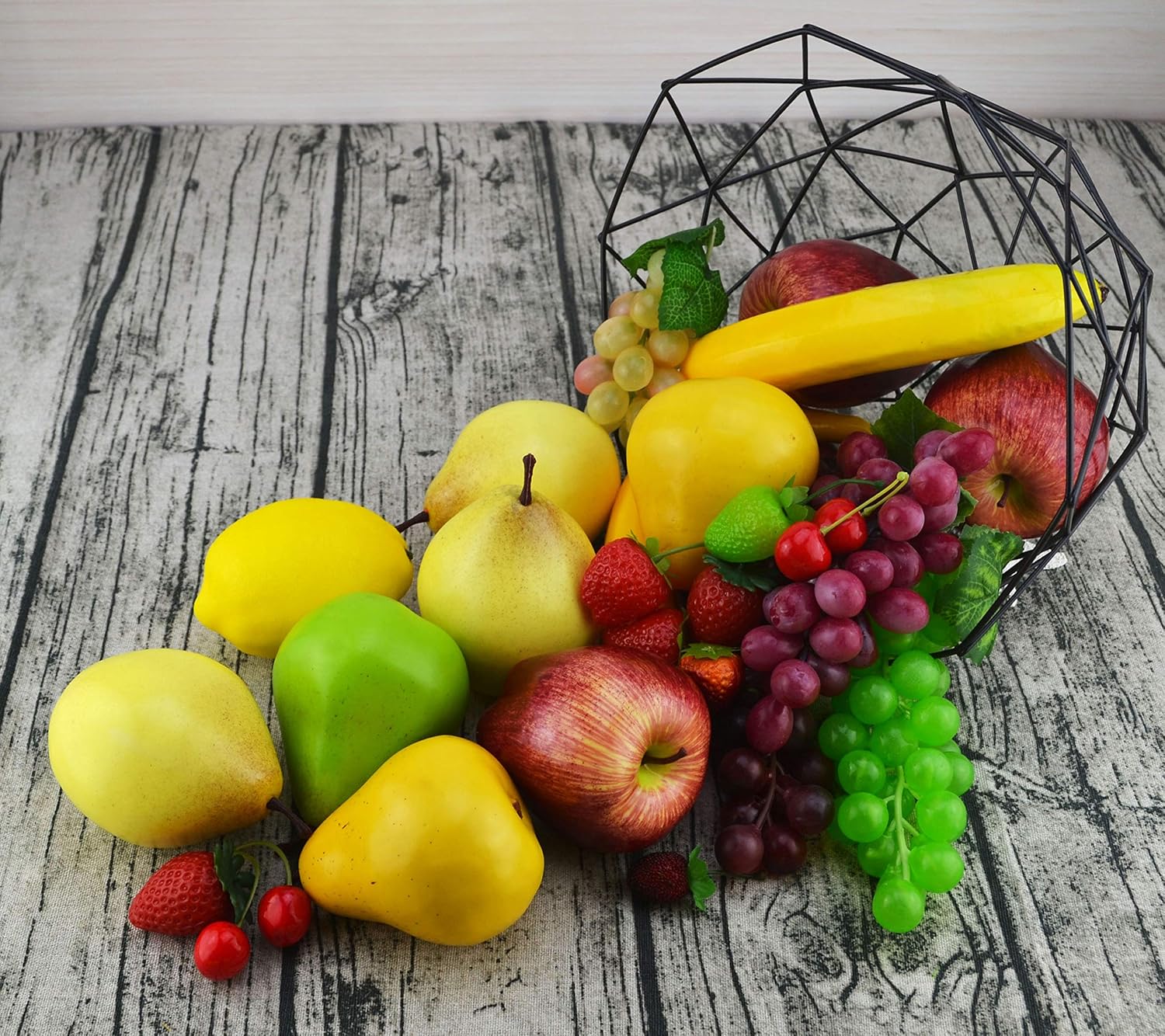JEDFORE 12 Pcs Lifelike Fake Green Pears Artificial Fruit Set