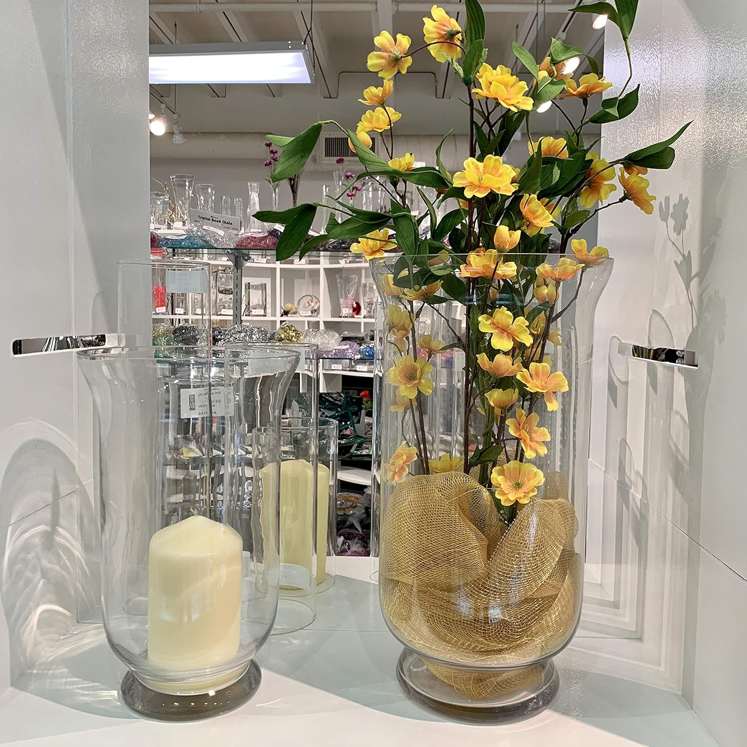 WGV Unique Bouquet Vase Clear Hurricane Glass Candle Holder