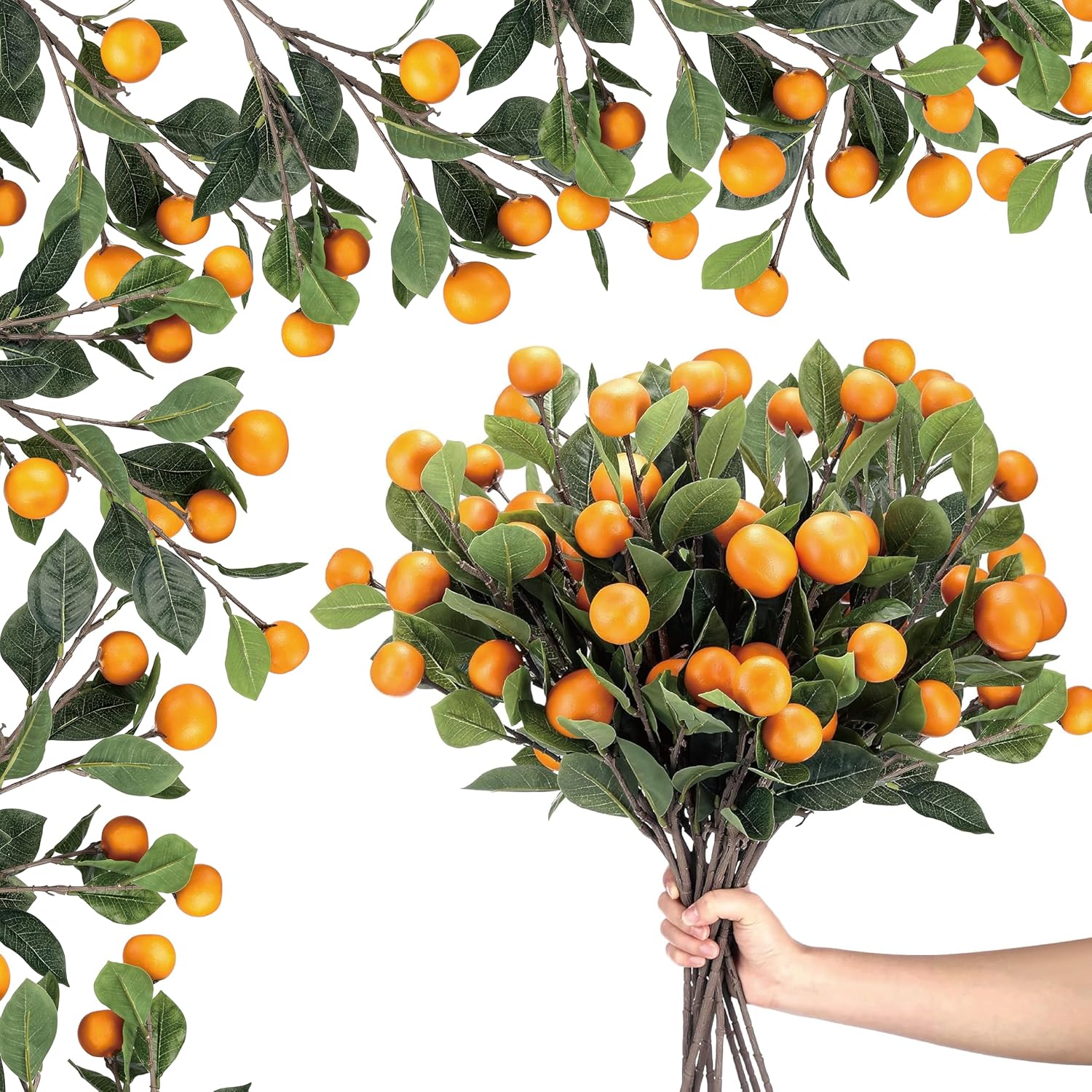10 Pcs Artificial Tangerine Branches Realistic Decor
