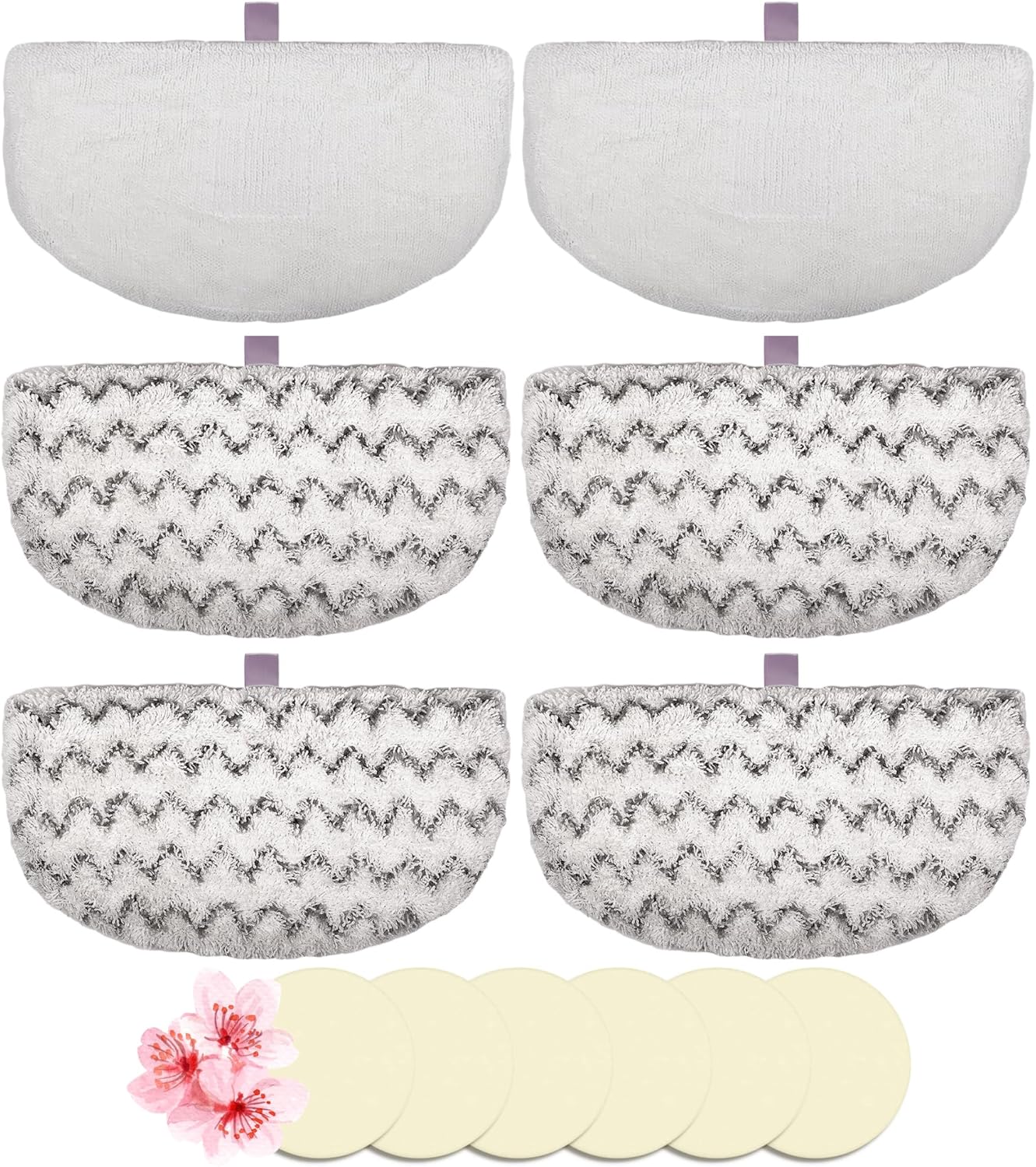 F Flammi 4 Scrub 2 Soft Steam Mop Pads with 6 Scent Discs