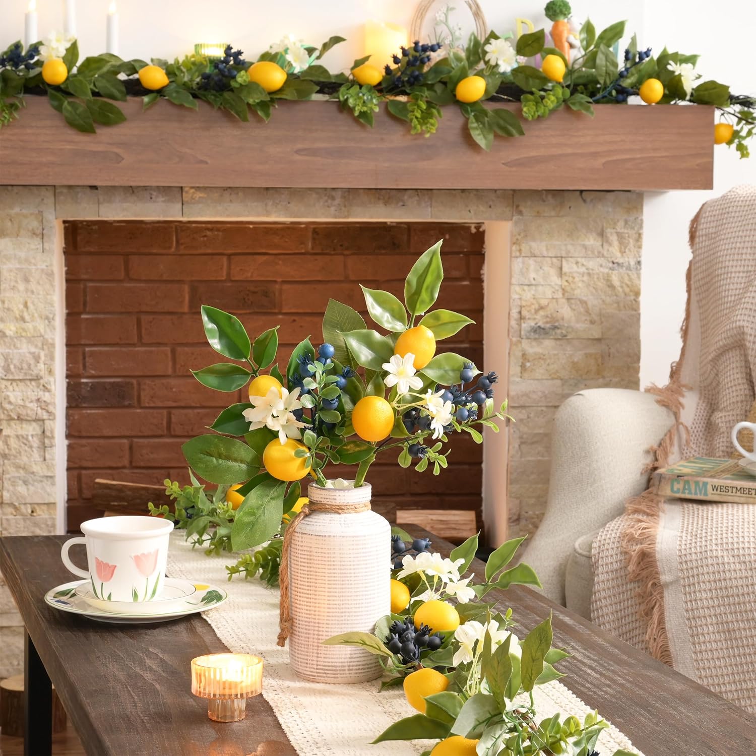 Valery Madelyn 4 Pack Artificial Lemon Branches Decorations 12 Inch