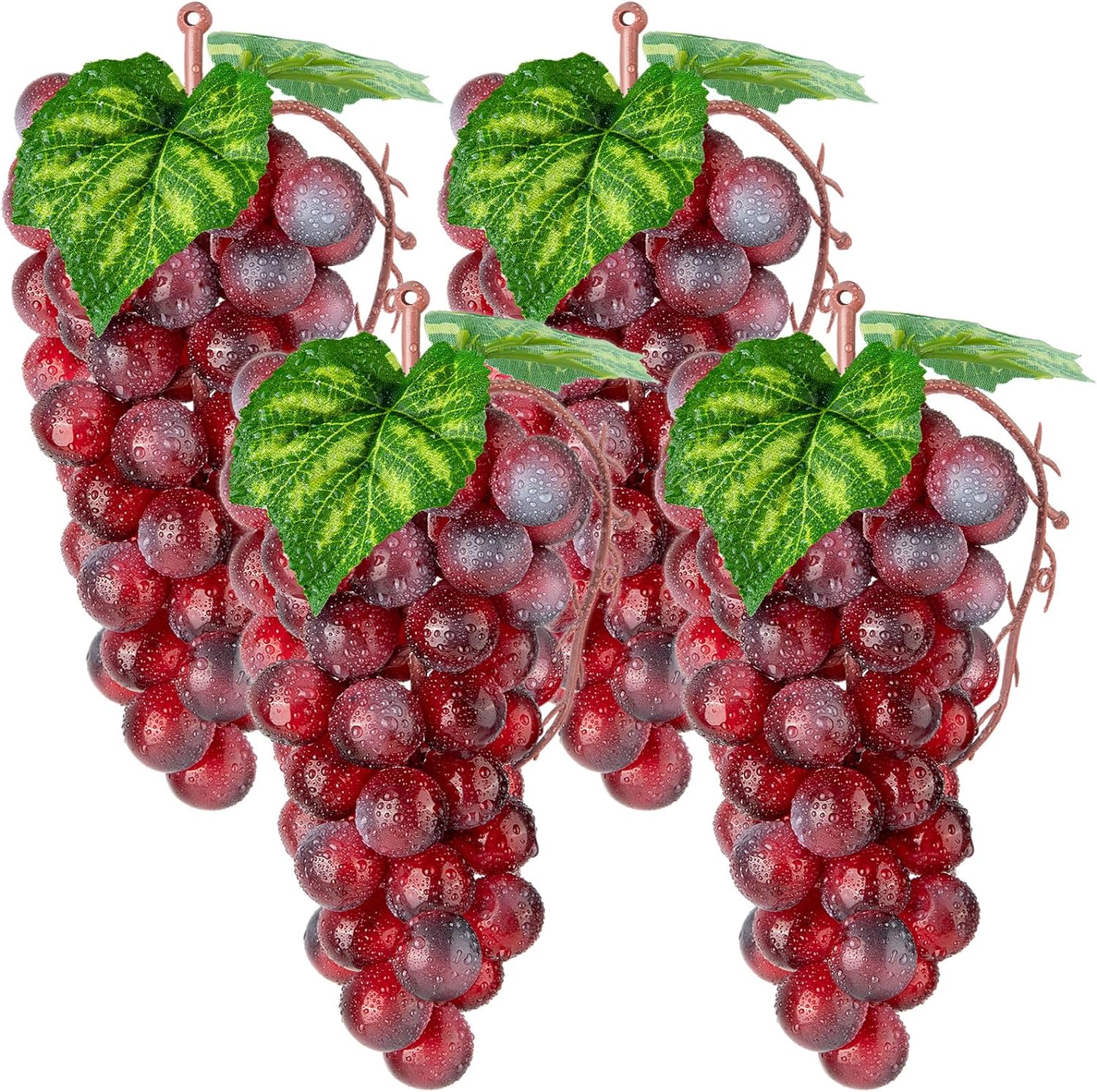 CLESDF Artificial Red Grapes 4 Bunches Wedding Party Decor