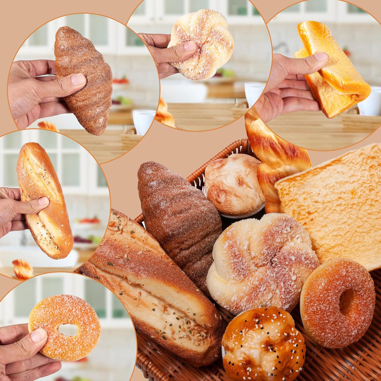 Sparkle Race 8pcs Artificial Bread Fake Food Decor