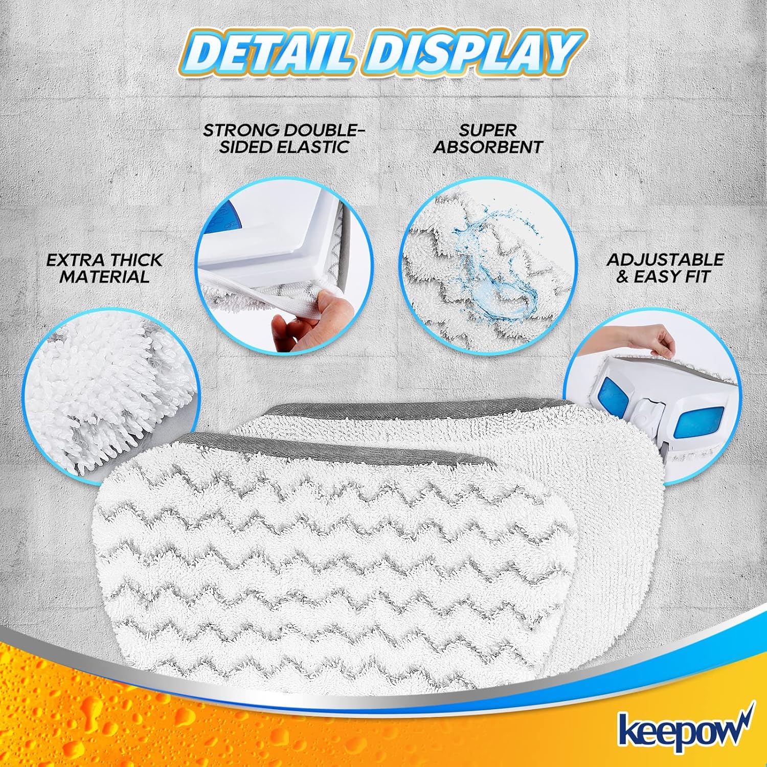 KEEPOW Steam Mop Replacement Pads 2 Pack