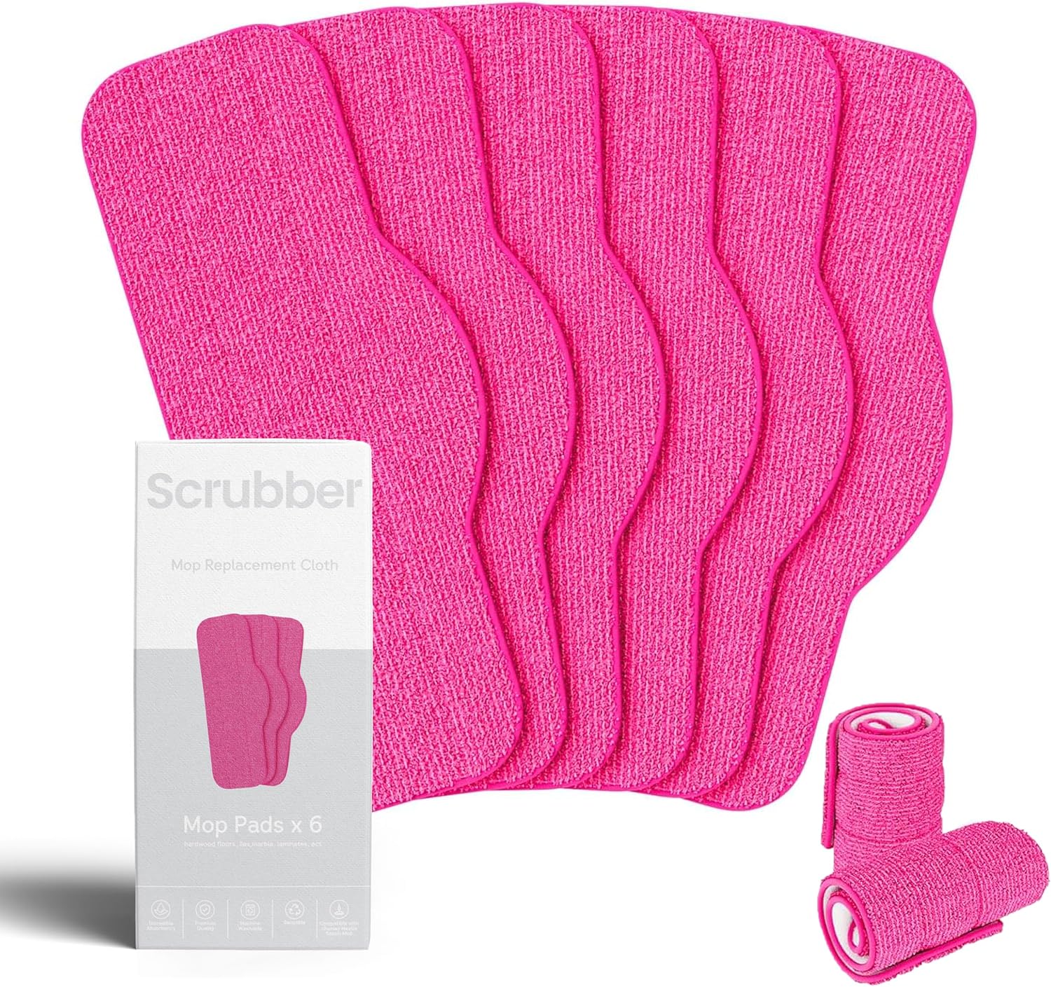6-Pack Microfiber Mop Pads for Schenley Steam Mop